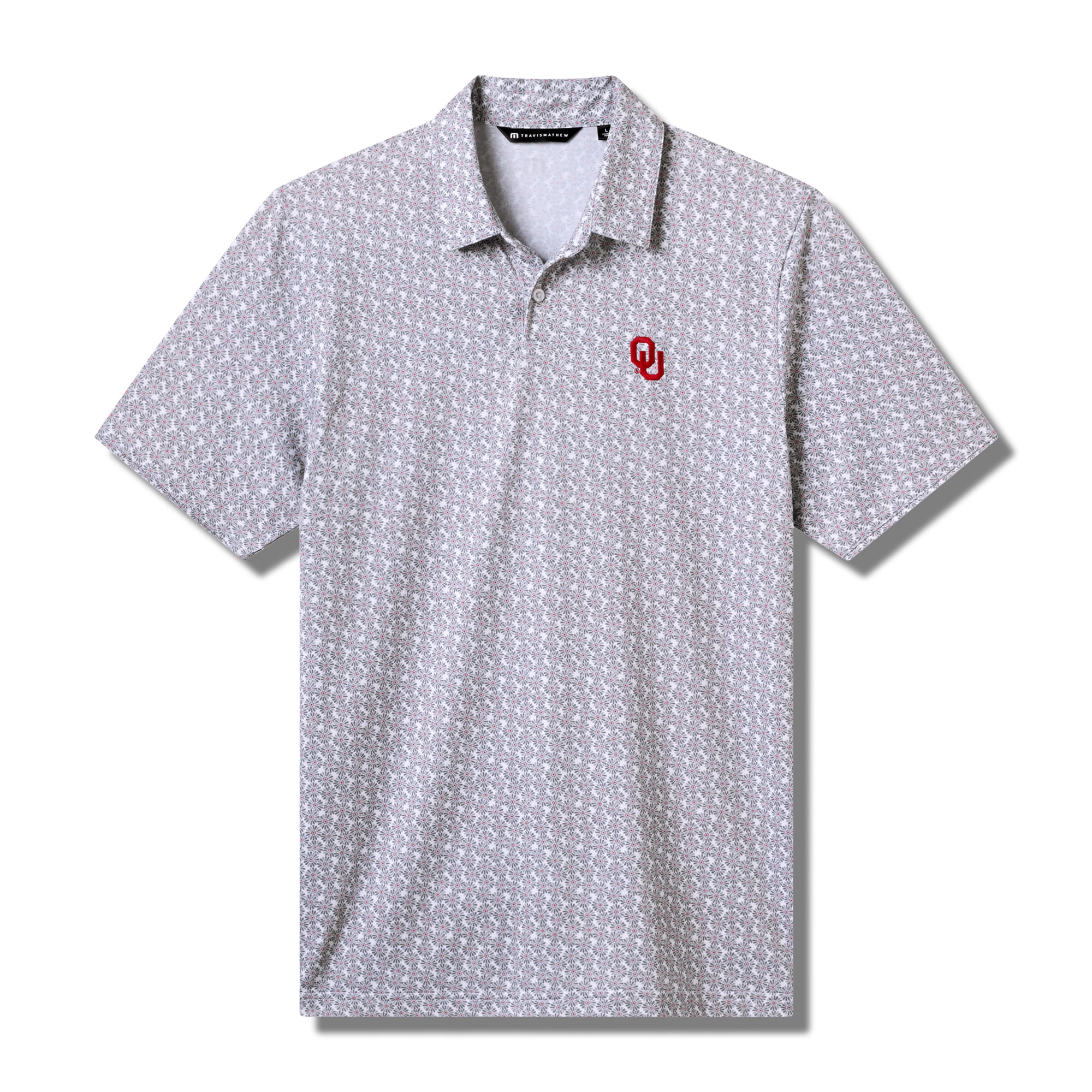Polo TravisMathew blanc/gris Oklahoma Sooners College Bound pour homme