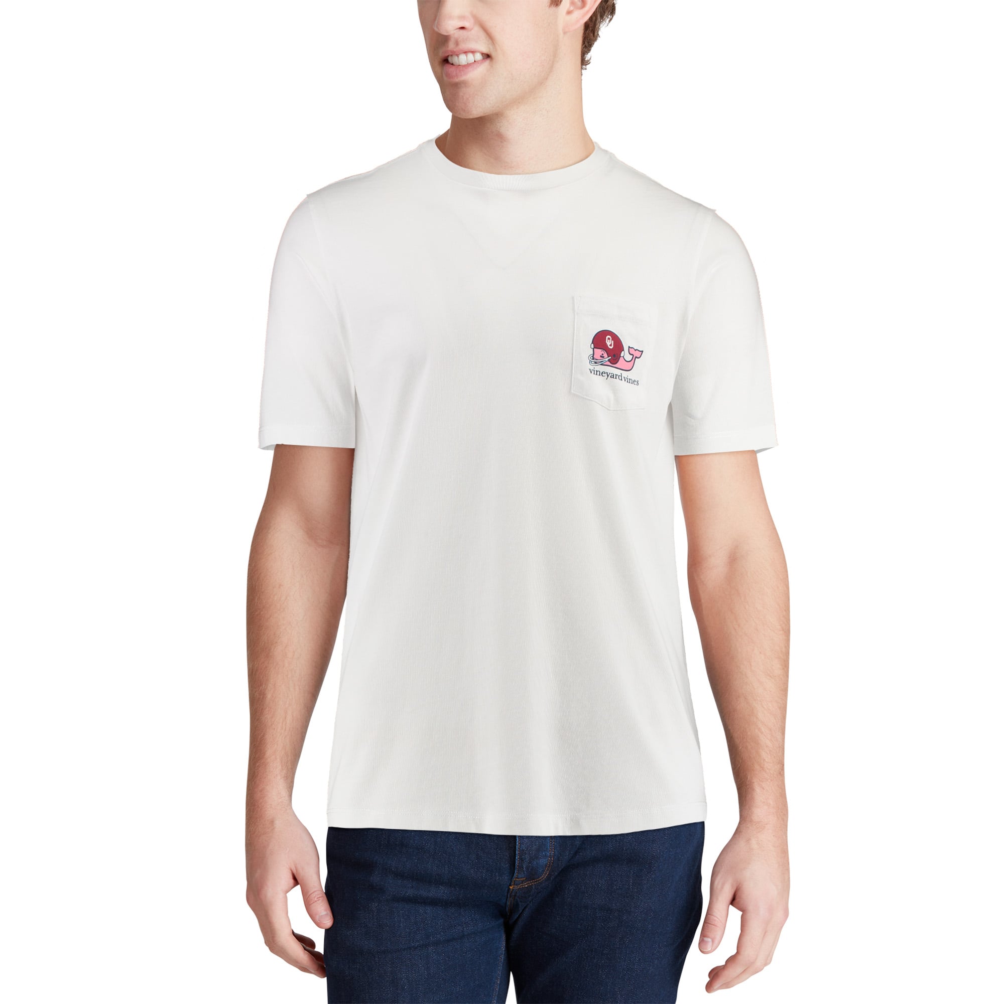 Men's Vineyard Vines White Oklahoma Sooners Pocket T-Shirt