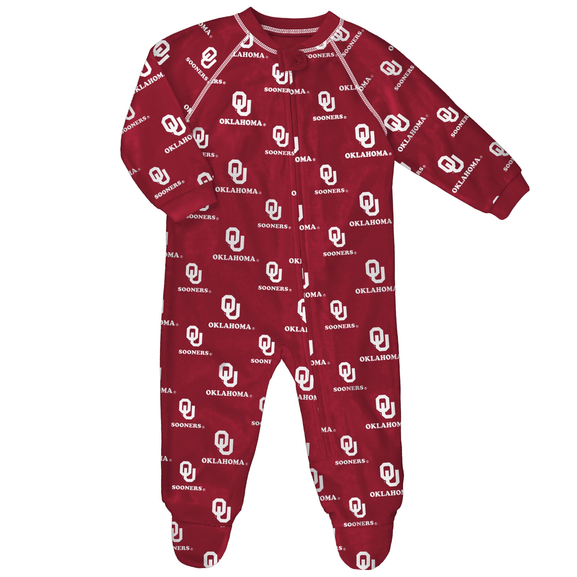 Combinaison zippée intégrale à imprimé raglan pour nouveau-nés et nourrissons Outerstuff Crimson Oklahoma Sooners
