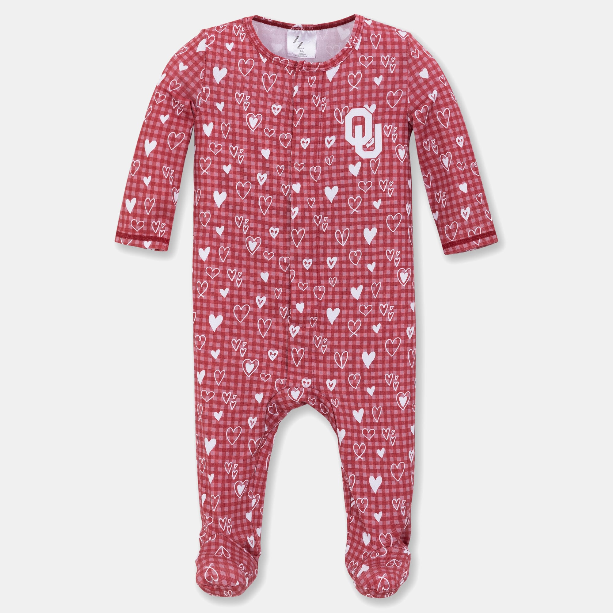 Newborn & Infant ZooZatz Crimson Oklahoma Sooners Hearts Magnetic Closure Sleeper