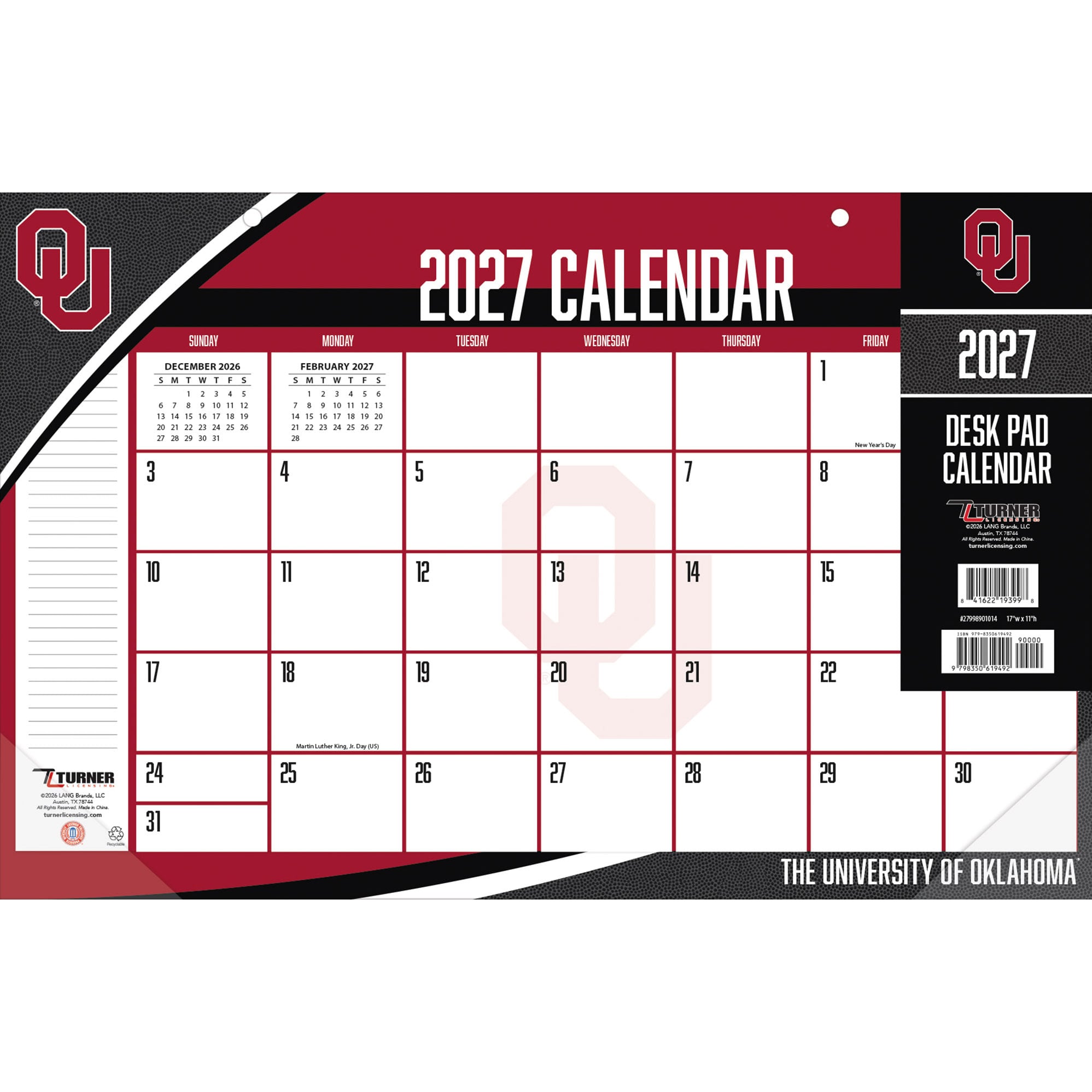 Oklahoma Sooners 17" x 11" Desk Pad Calendar