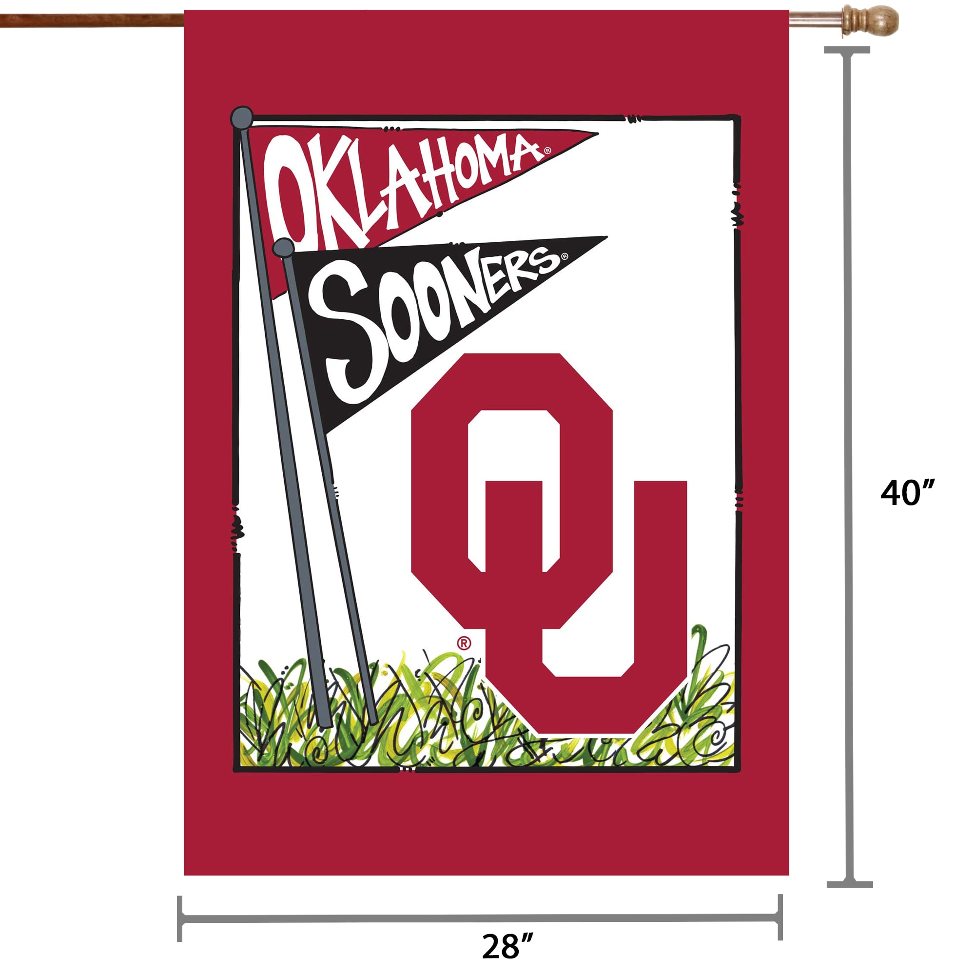 Drapeau de maison double face Oklahoma Sooners 28" x 40"
