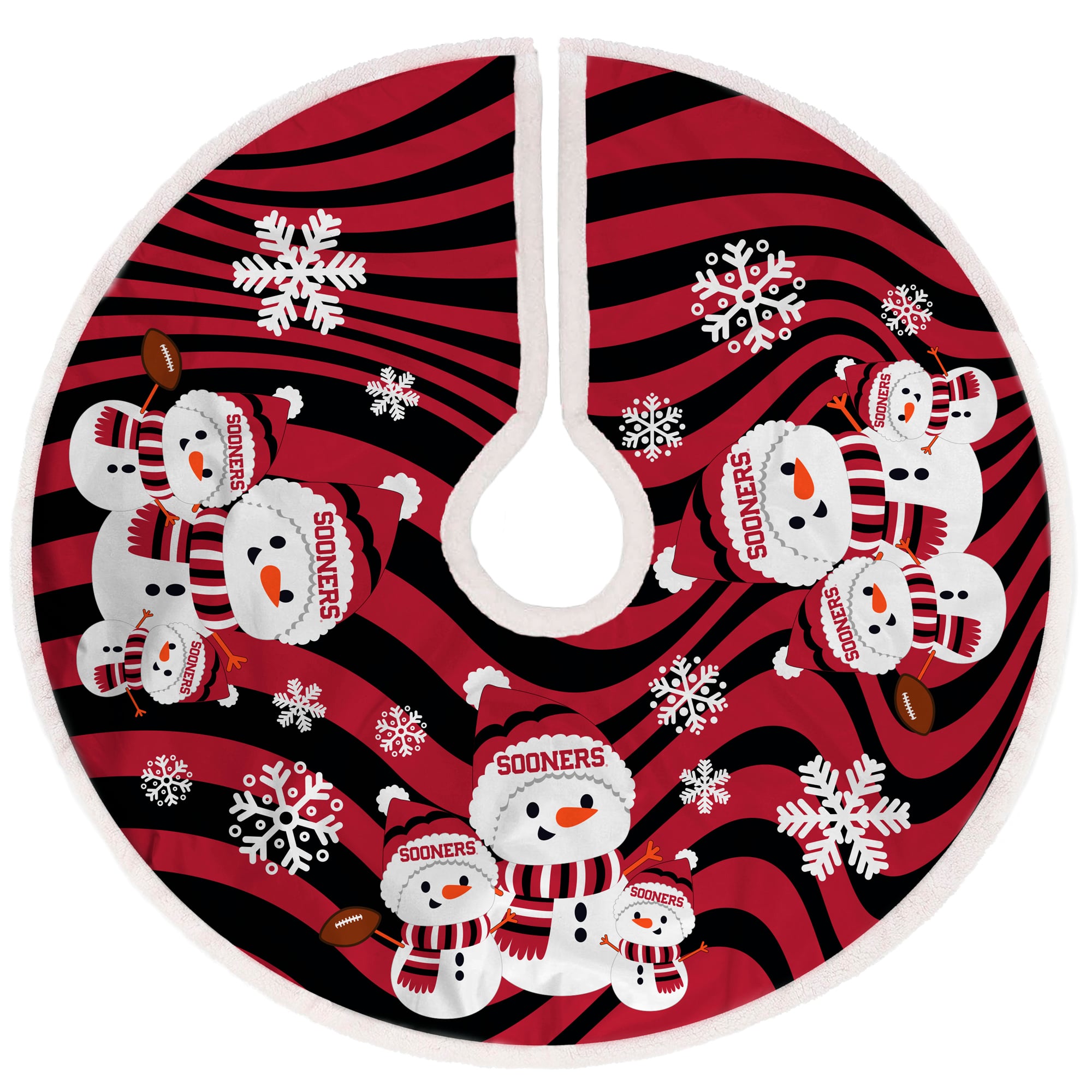 Oklahoma Sooners Snowman Sherpa Christmas Tree Skirt