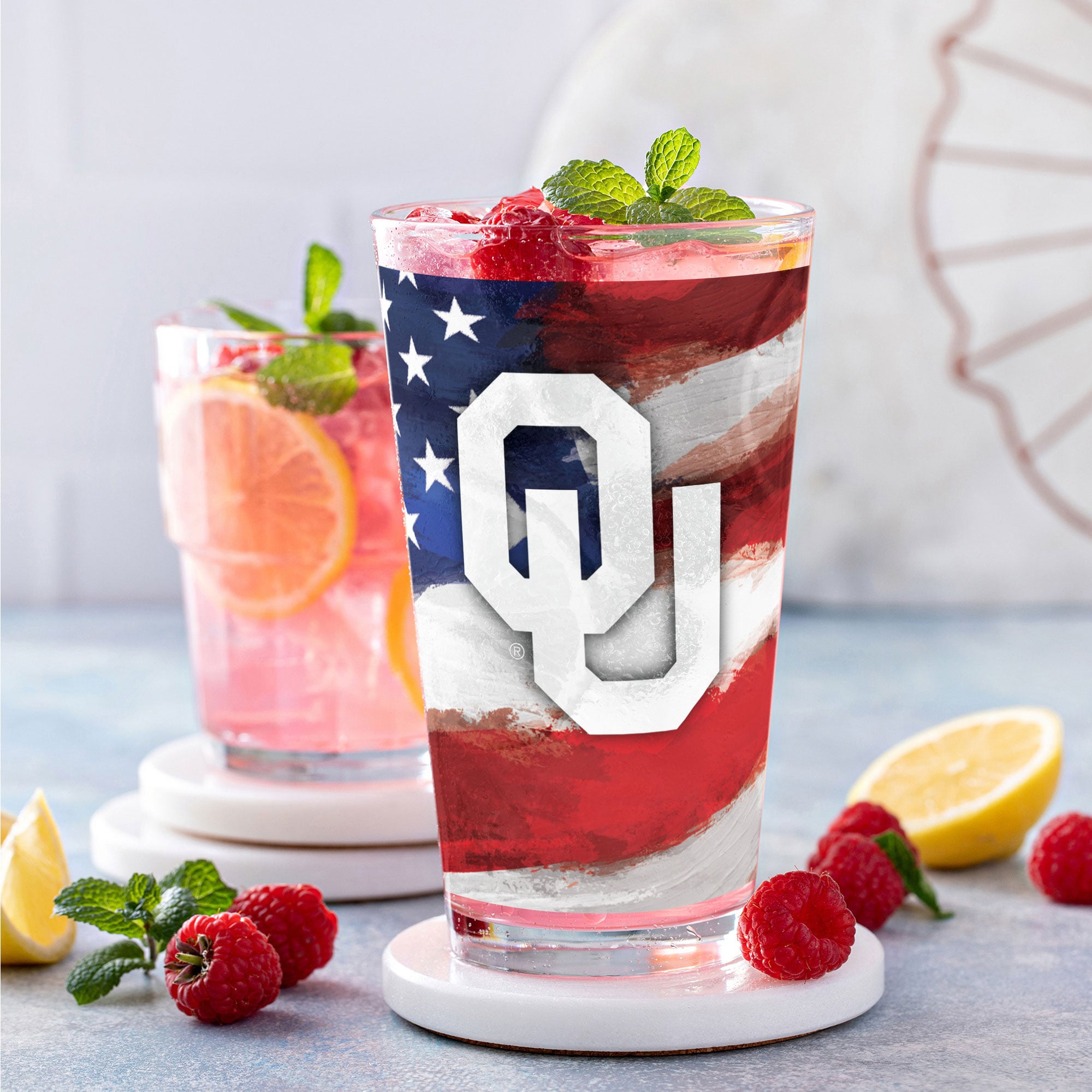 Oklahoma Sooners Two-Pack 16oz. Americana Pint Glass Set