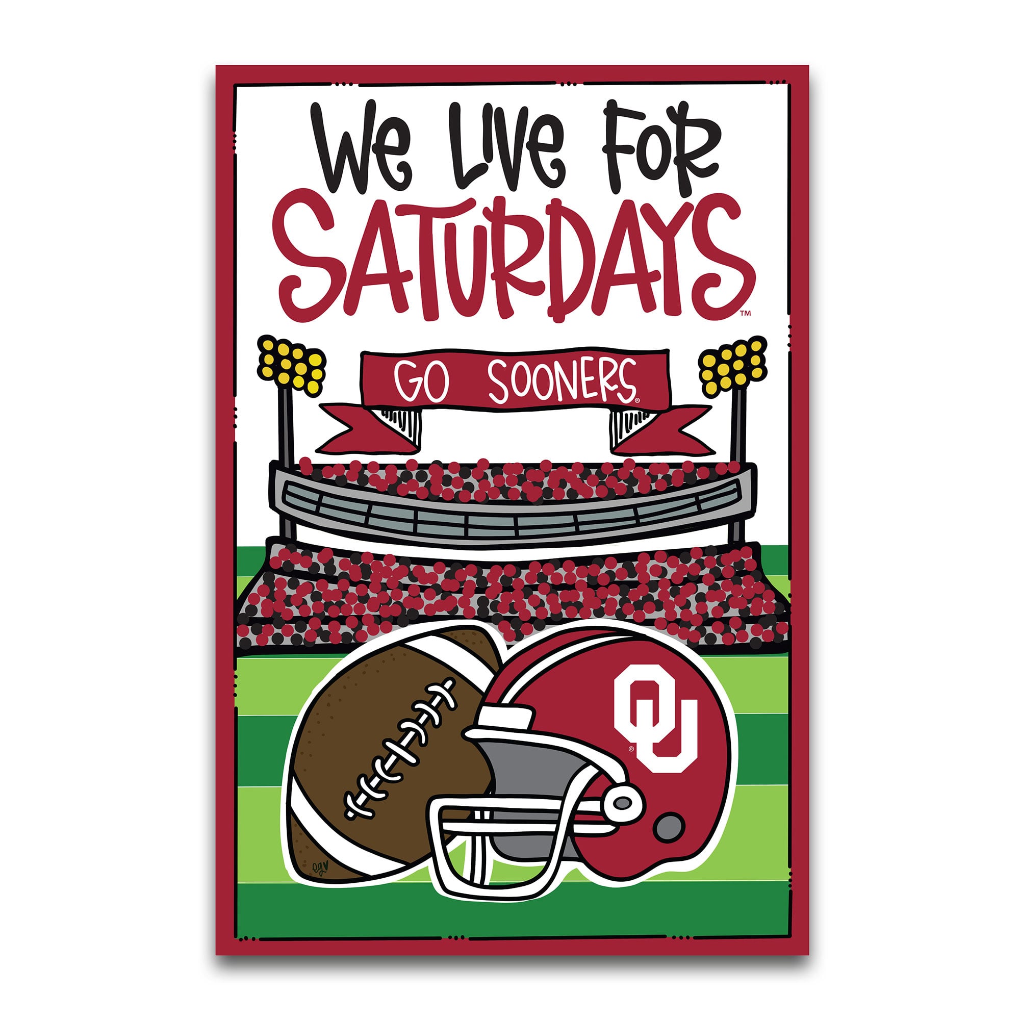 Drapeau de jardin Oklahoma Sooners « On vit pour les samedis » (30 x 45 cm)