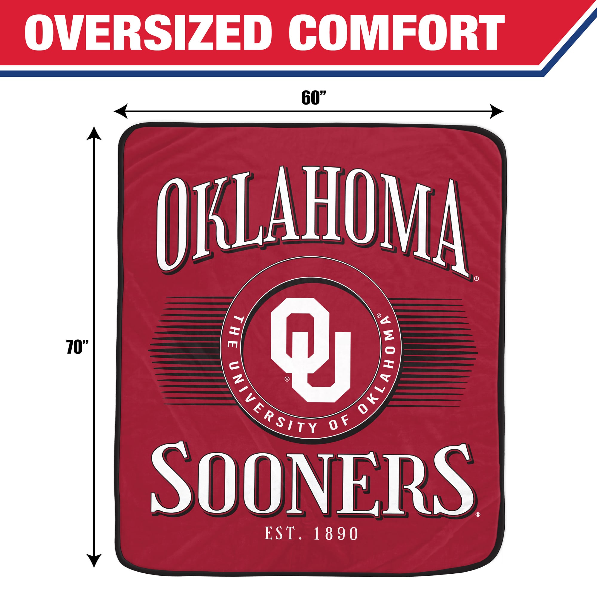 Pegasus Oklahoma Sooners Spotlight Arch 60" x 70" Ultra Soft Throw Blanket