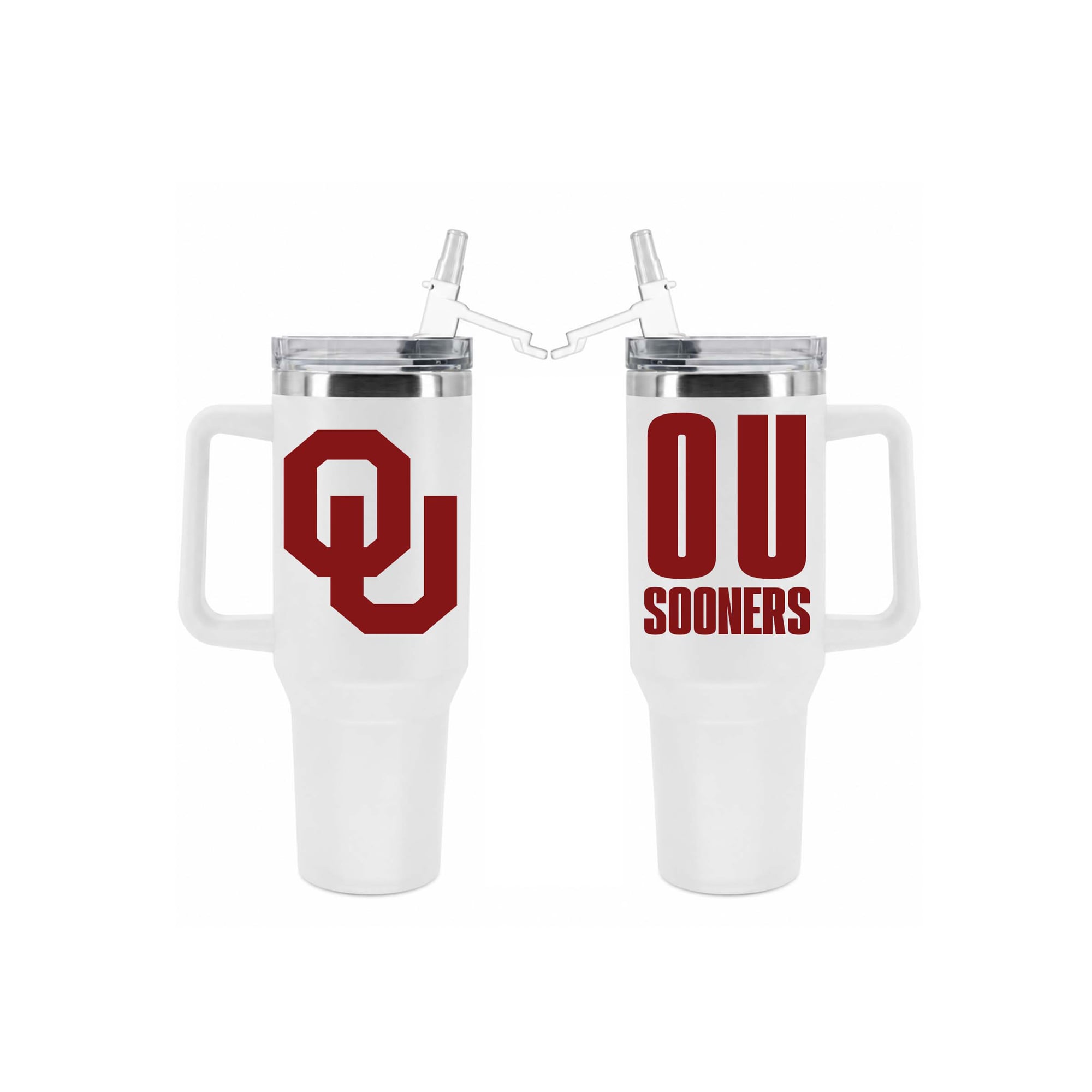 Gobelet isotherme en acier inoxydable The Memory Company Oklahoma Sooners de 1,2 L avec paille rabattable