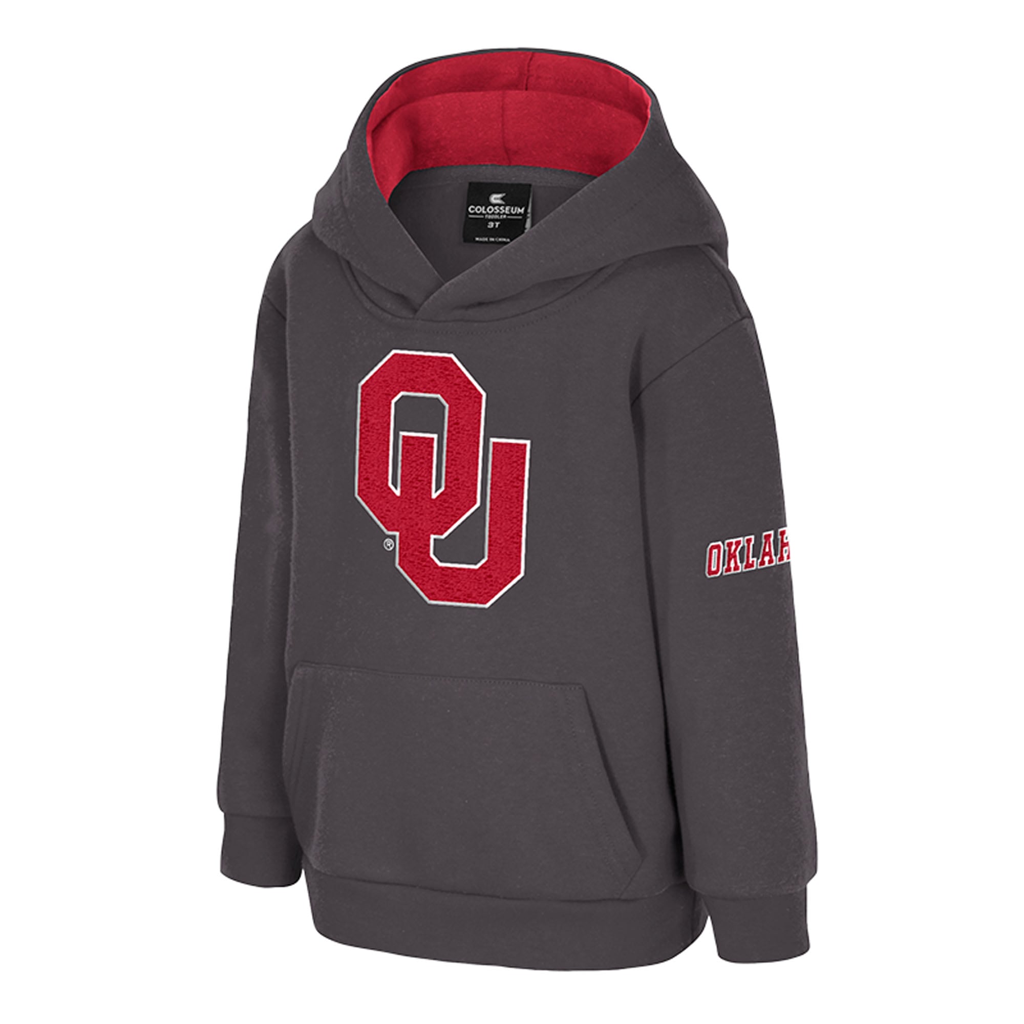 Toddler Colosseum  Charcoal Oklahoma Sooners Big Logo Fleece Pullover Hoodie
