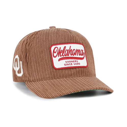 Chapeau unisexe marron Oklahoma Sooners en velours côtelé à patchs et à fixation réglable