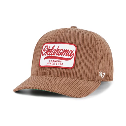 Chapeau unisexe marron Oklahoma Sooners en velours côtelé à patchs et à fixation réglable
