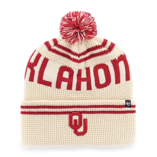 Bonnet unisexe Oklahoma Sooners '47 crème à revers gaufré avec pompon