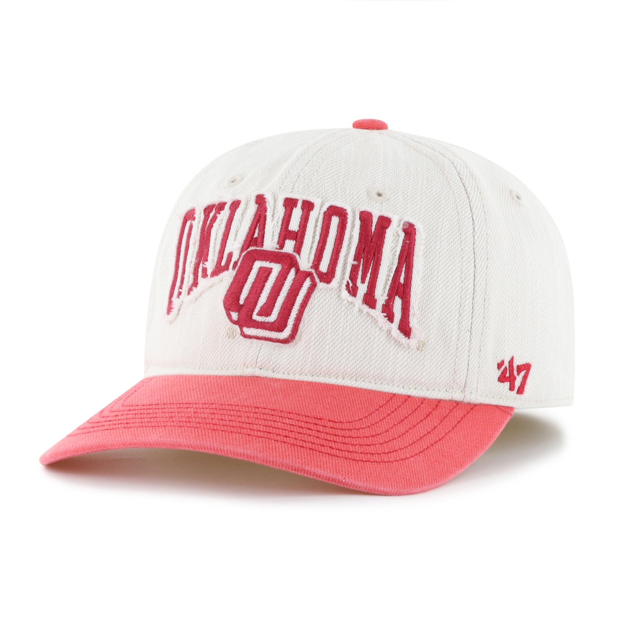 Casquette unisexe Oklahoma Sooners '47 Cream Well Worn Clean Up Stretch Fit
