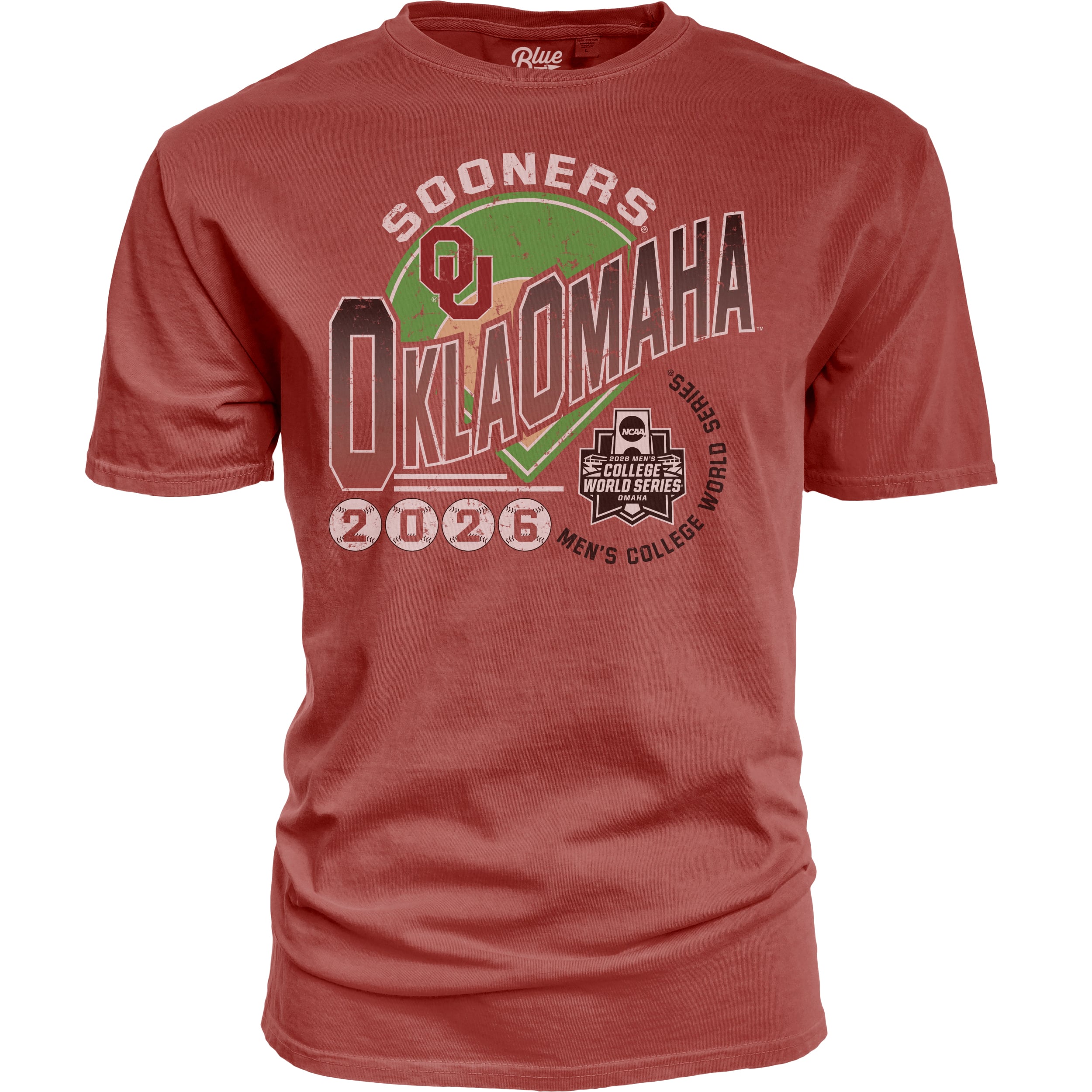 T-shirt unisexe bleu 84 Crimson Oklahoma Sooners 2026 NCAA Baseball College World Series pour hommes