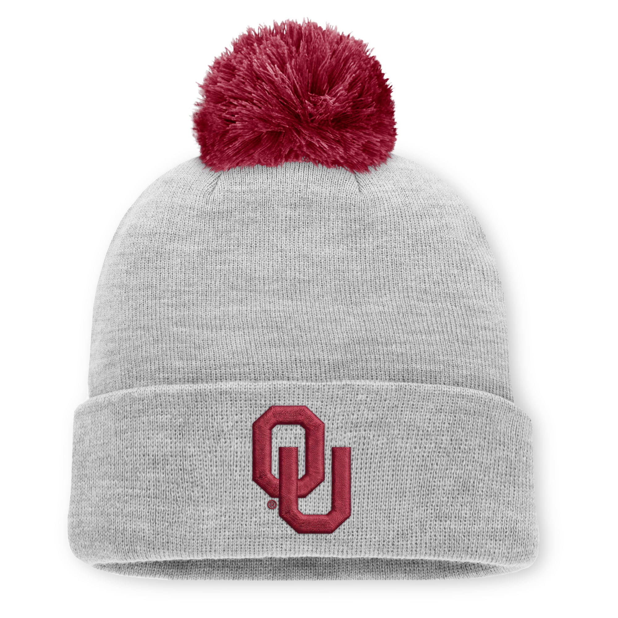 Bonnet unisexe Jordan Brand gris chiné Oklahoma Sooners Primetime Script à revers et pompon