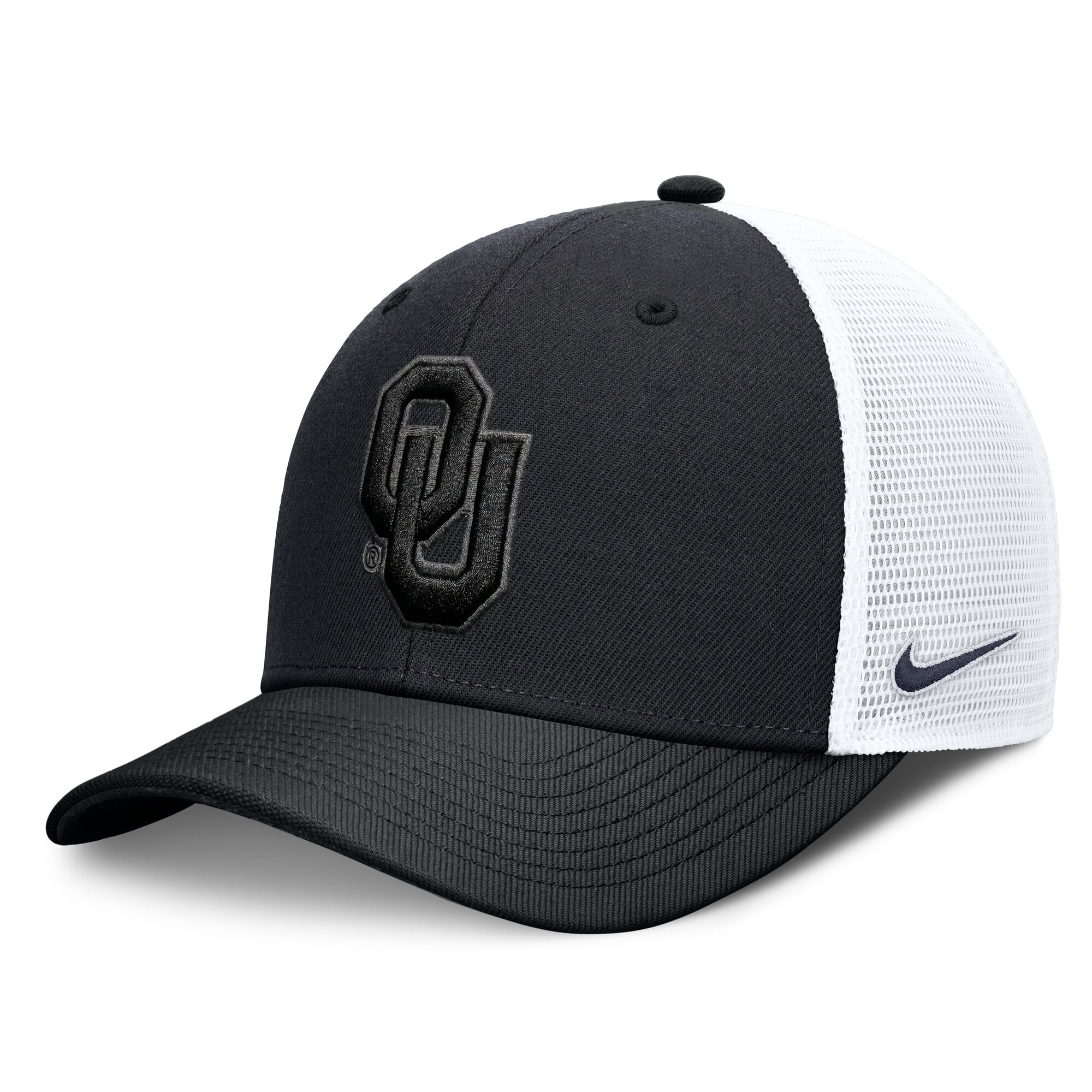 Casquette trucker unisexe Nike Oklahoma Sooners noire ton sur ton Dri-FIT Rise ajustable