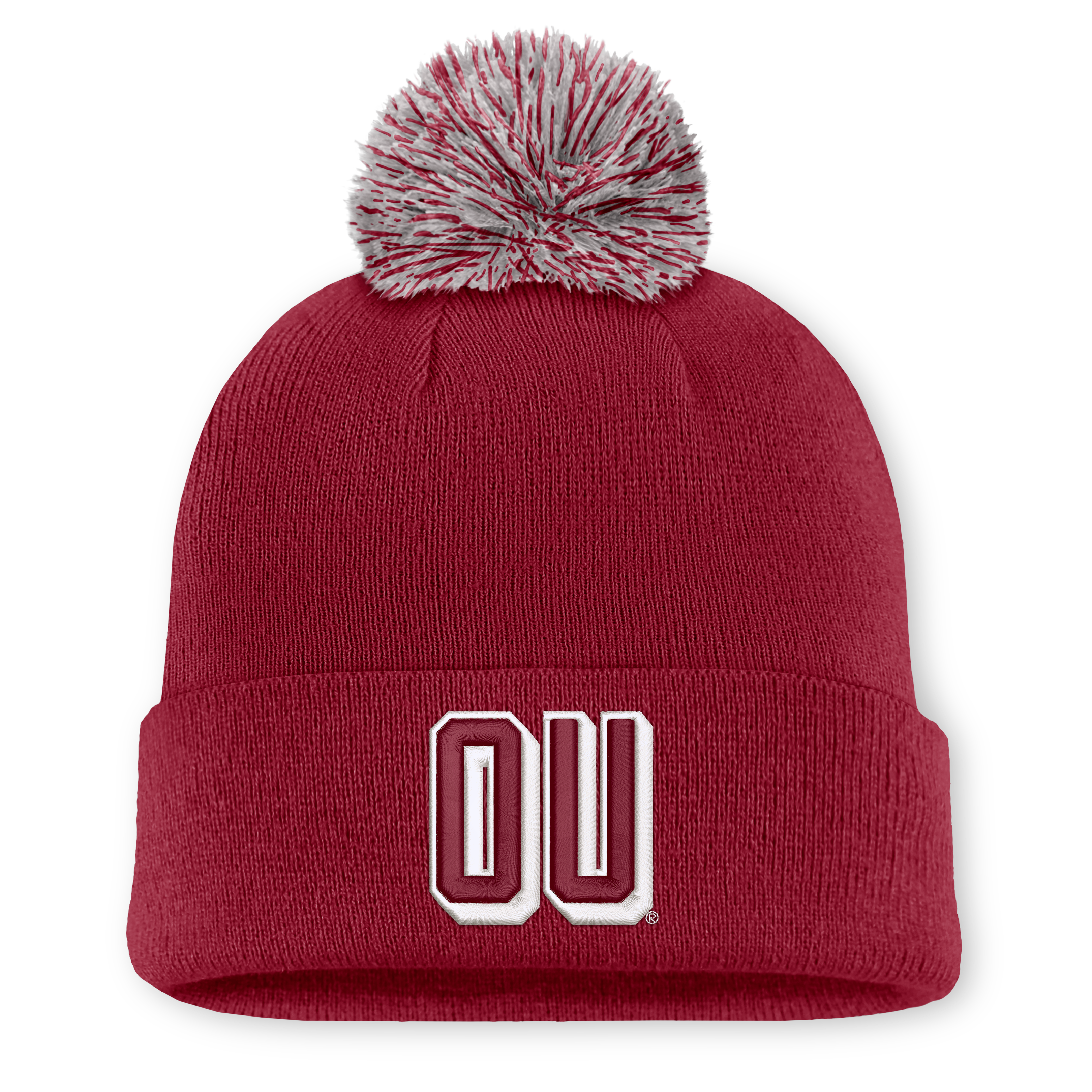 Bonnet unisexe Nike blanc à pompon, orné de la mascotte des Oklahoma Sooners et portant le logo Nike.