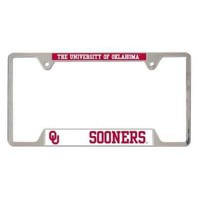  Oklahoma Sooners WinCraft Chrome Plated Metal License Plate Frame