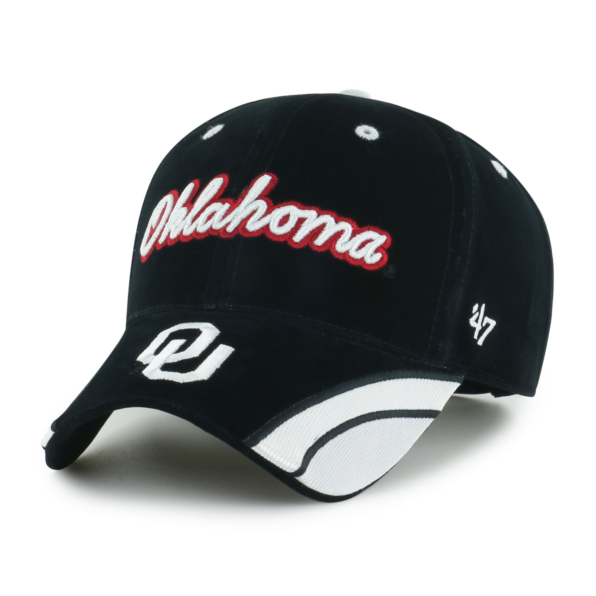 Casquette ajustable Oklahoma Sooners '47 en velours denim noir avec inscription MVP