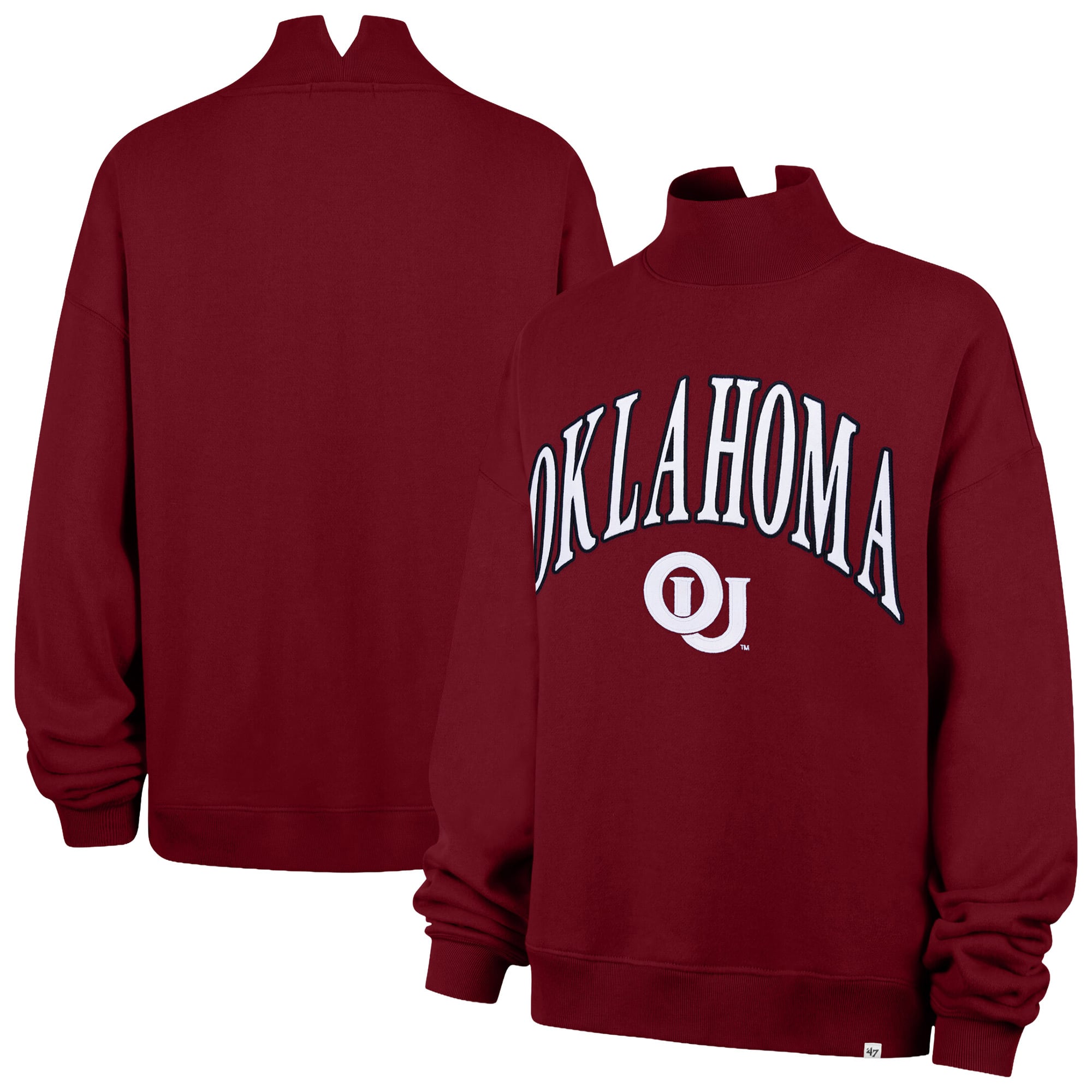 Women's '47  Crimson Oklahoma Sooners Mock Neck Sweatshirt