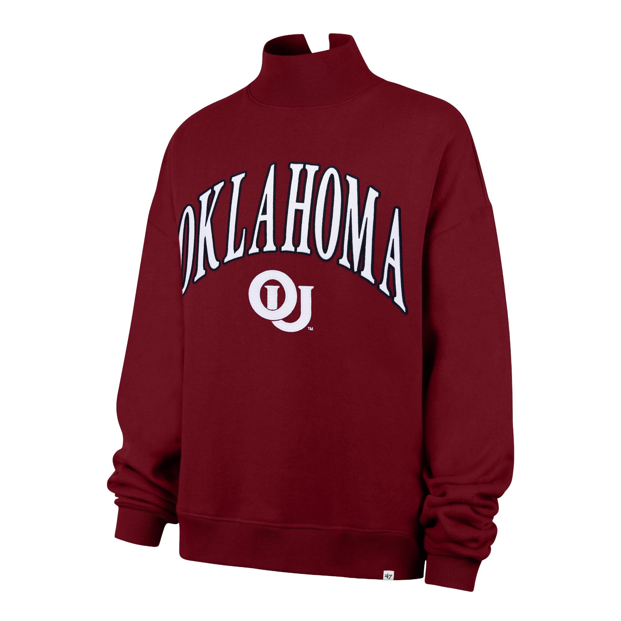 Women's '47  Crimson Oklahoma Sooners Mock Neck Sweatshirt