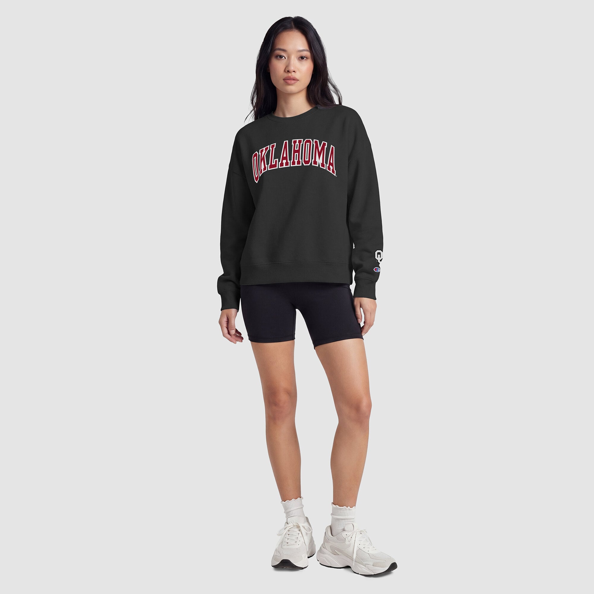 Women's Champion Black Oklahoma Sooners Fleece Crew Sweatshirt