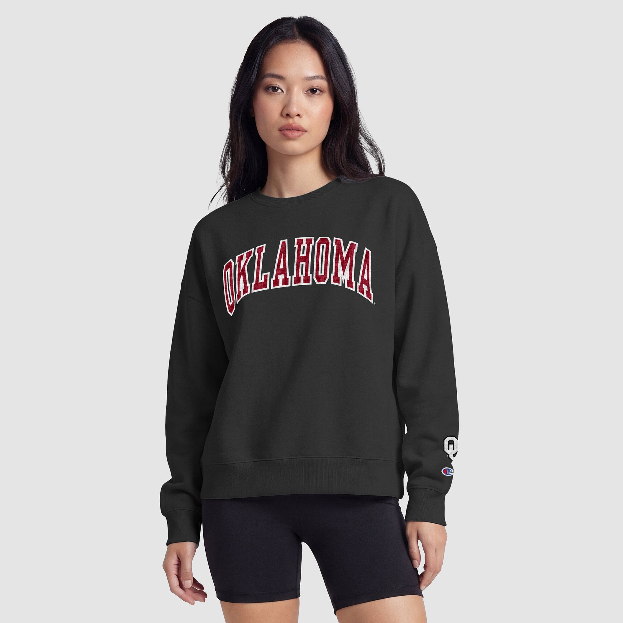 Women's Champion  Black Oklahoma Sooners Fleece Crew Sweatshirt