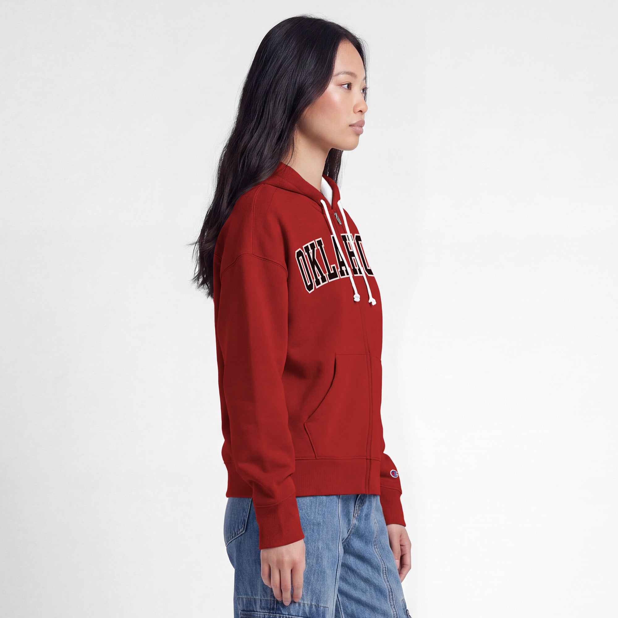 Women's Champion Crimson Oklahoma Sooners Arch Full-Zip Fleece Hoodie