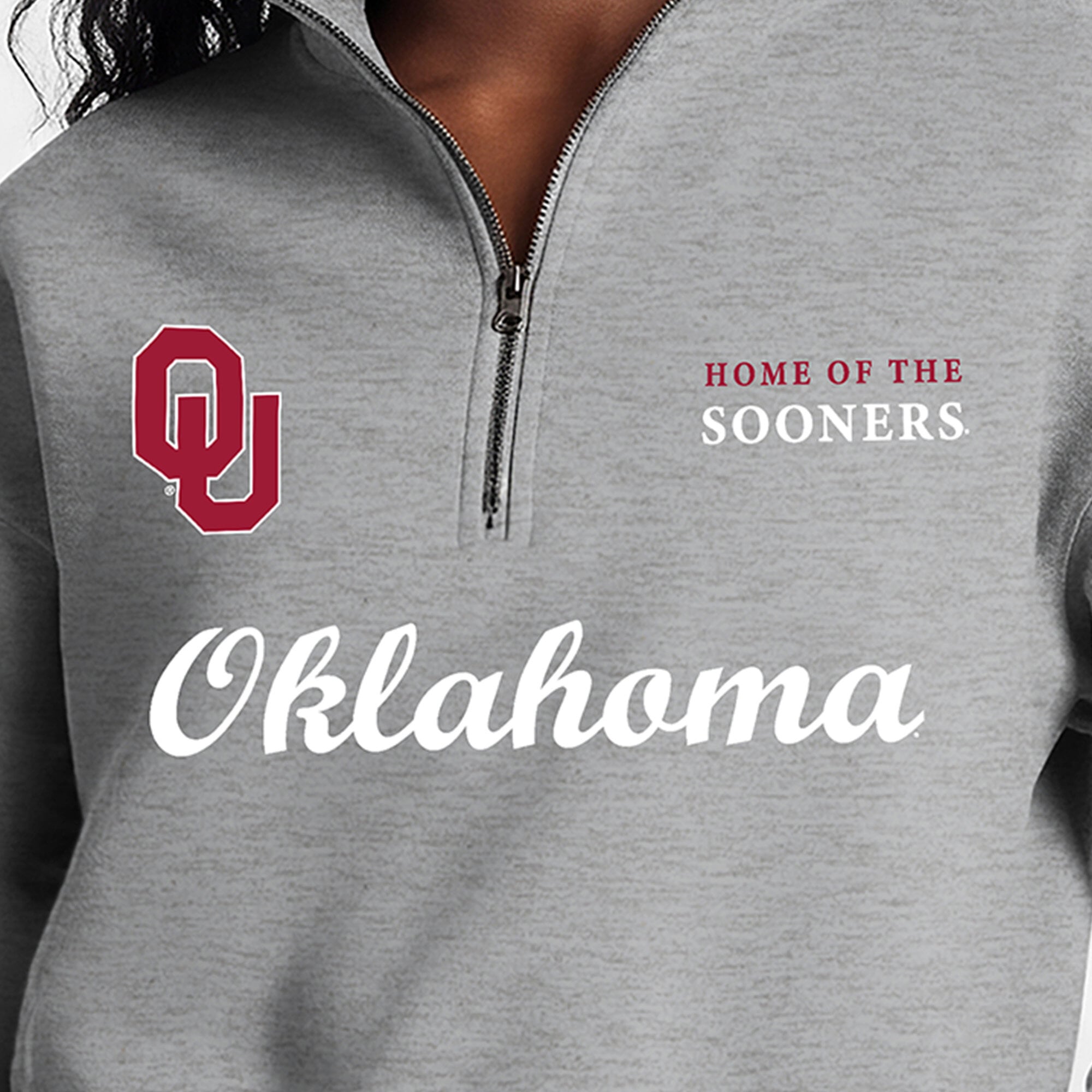 Women's Champion Gray Oklahoma Sooners Academic Triumph Quarter-Zip Tri-Blend Pullover
