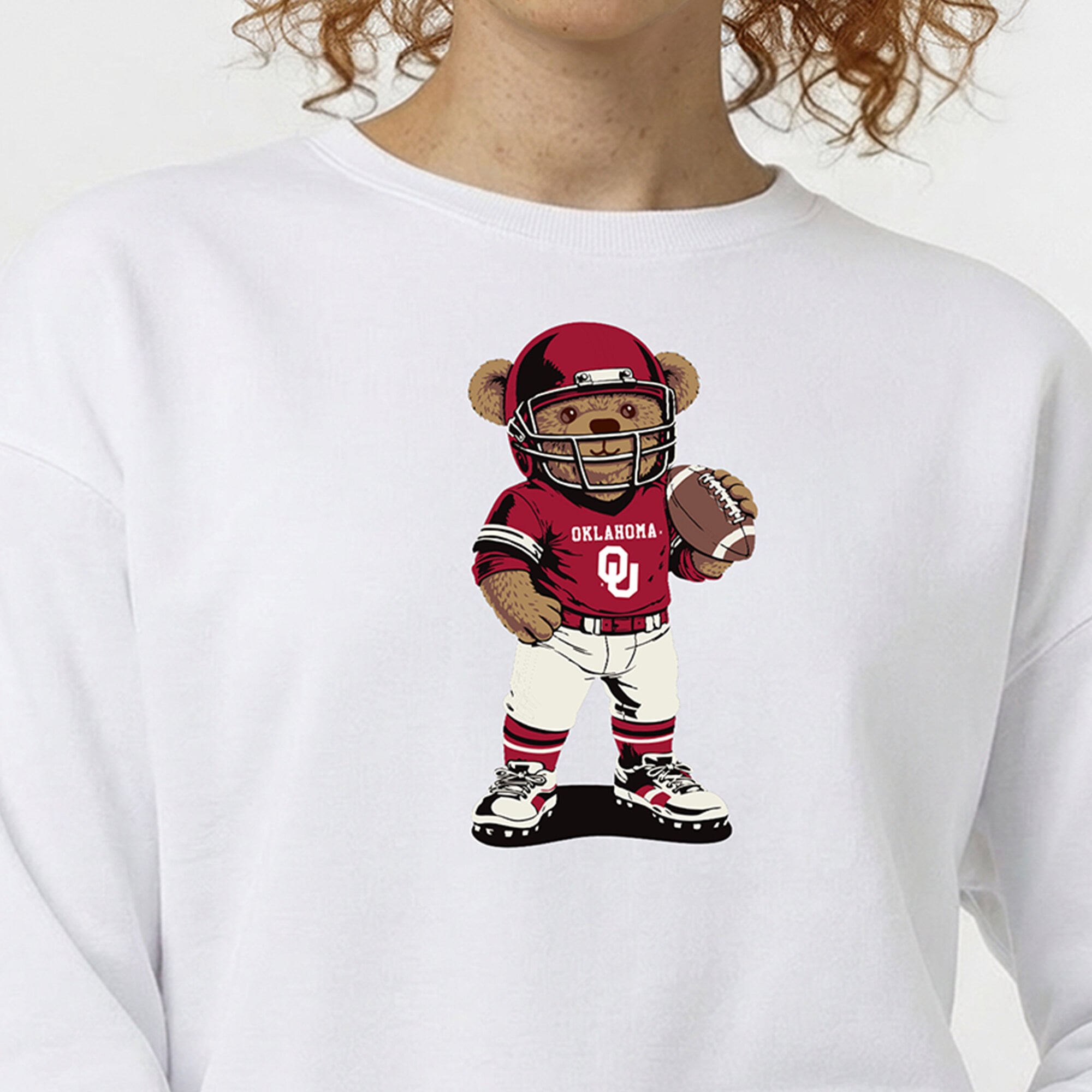 Women's Champion  White Oklahoma Sooners Teddy Bear Sweatshirt