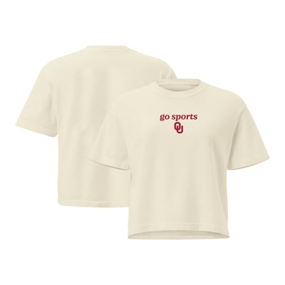 Oklahoma Sooners Comfort Colors Women's Go Sports Cropped T-Shirt - Cream