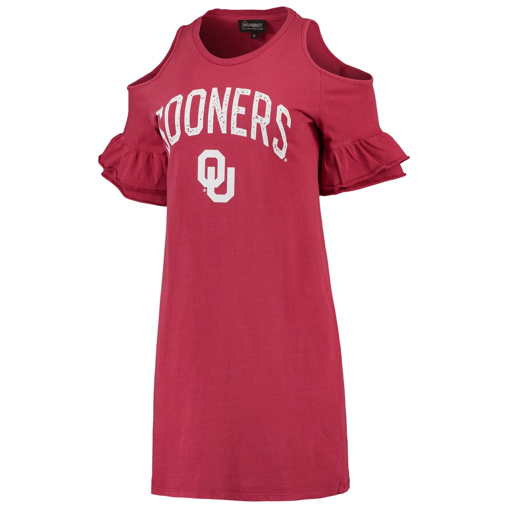 ou jersey dress Women's Crimson Oklahoma Sooners Adventure Awaits Cold Shoulder brand-ALC