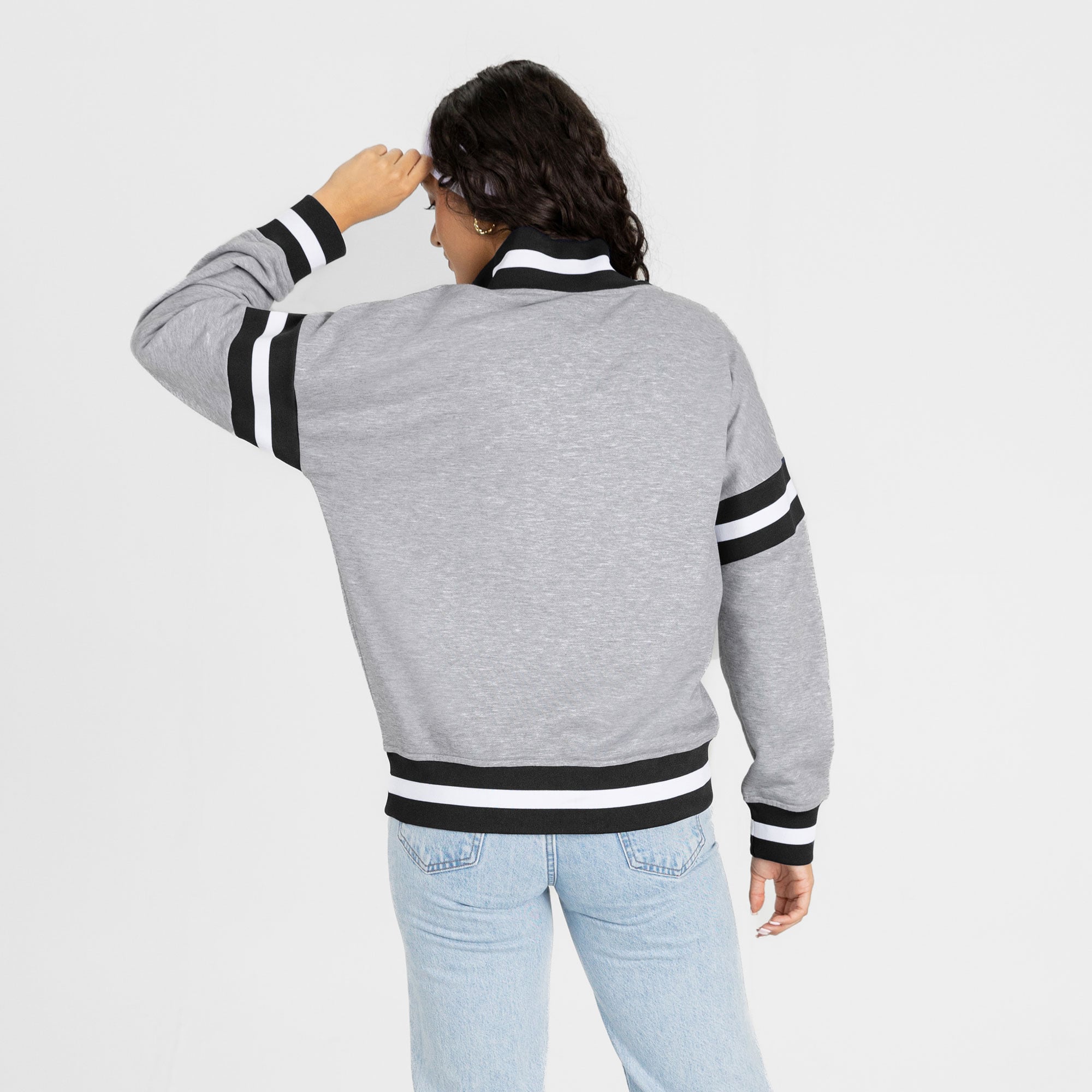 Pull à col zippé gris Oklahoma Sooners Hold the Line pour femme, collection Gameday Couture
