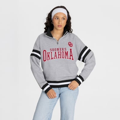  Oklahoma Sooners Gameday Couture Women's Hold the Line Quarter-Zip Pullover - Gray