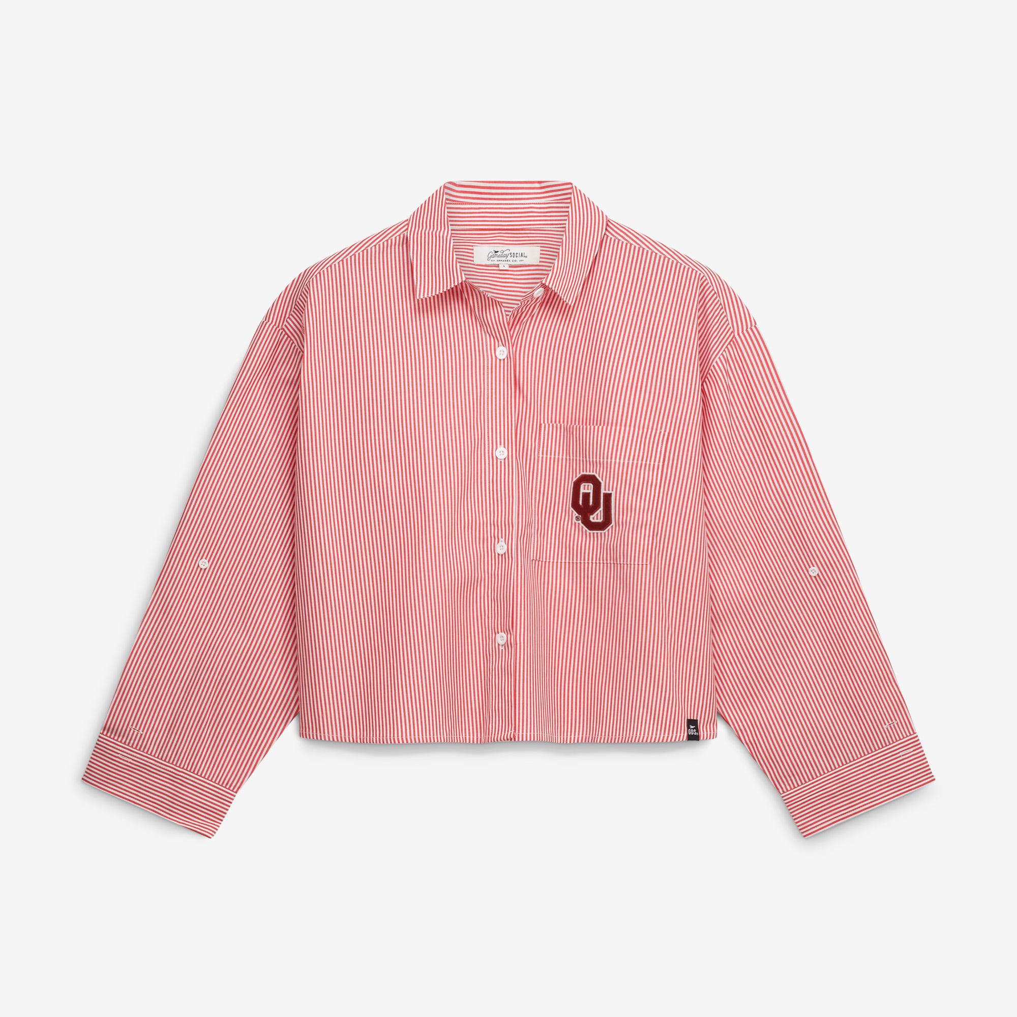 Chemise boutonnée rayée courte Oklahoma Sooners pour femmes, idéale les jours de match