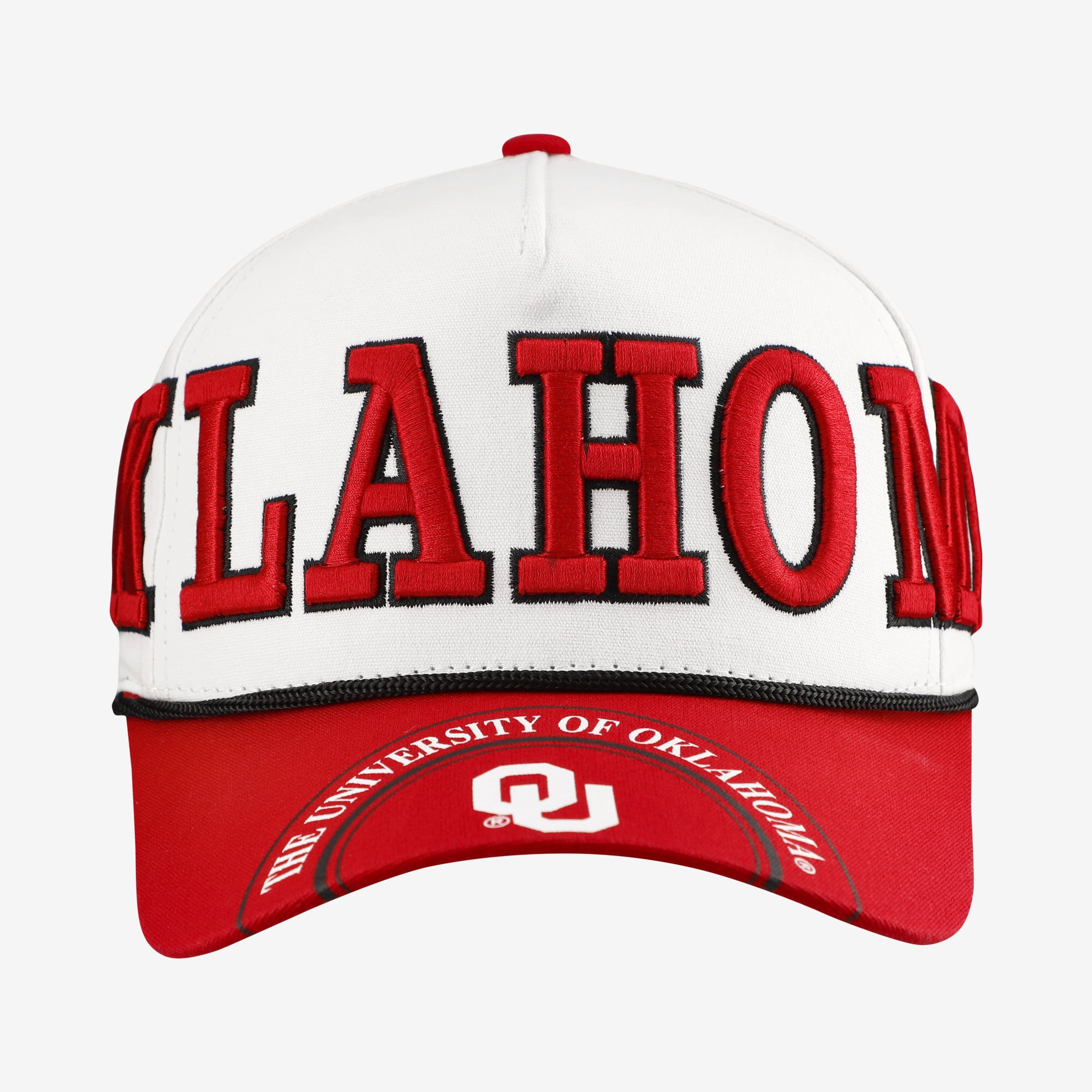 Casquette ajustable à cinq panneaux Oklahoma Sooners blanche et rouge pour femmes, idéale pour les jours de match.