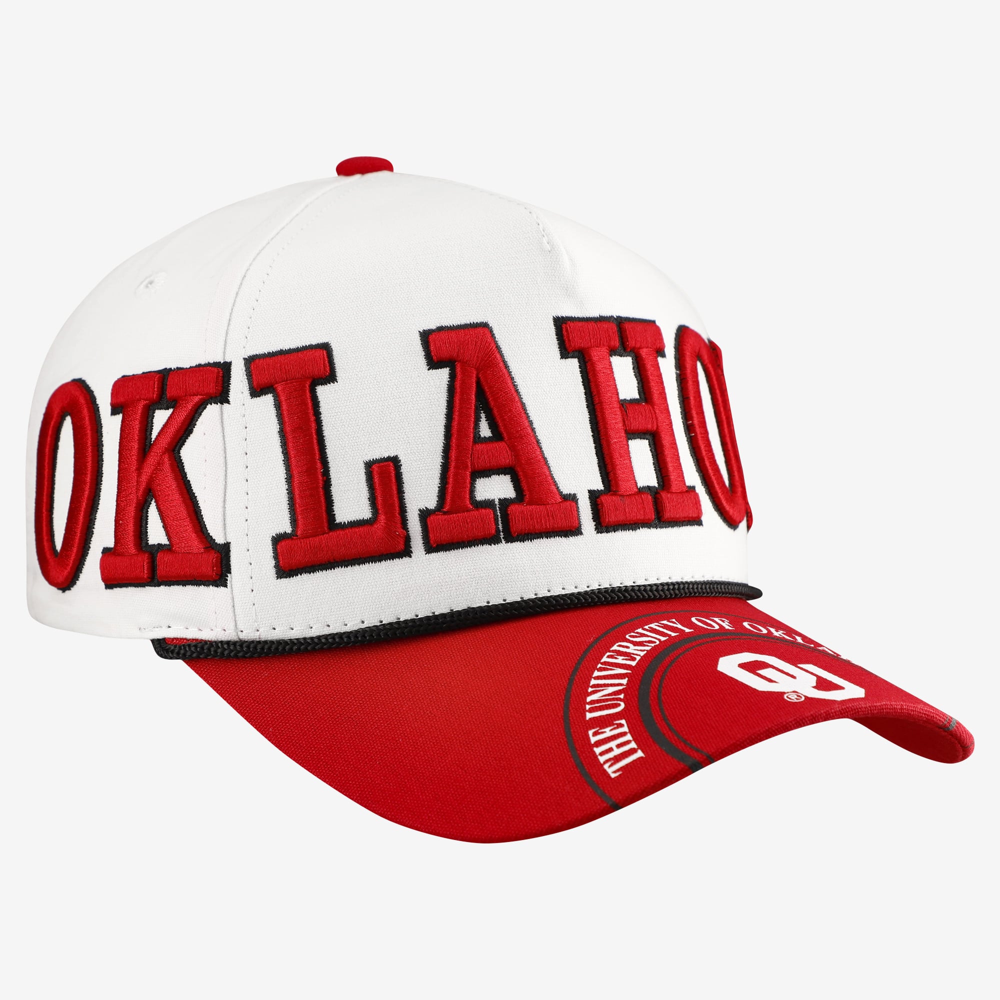 Casquette ajustable à cinq panneaux Oklahoma Sooners blanche et rouge pour femmes, idéale pour les jours de match.