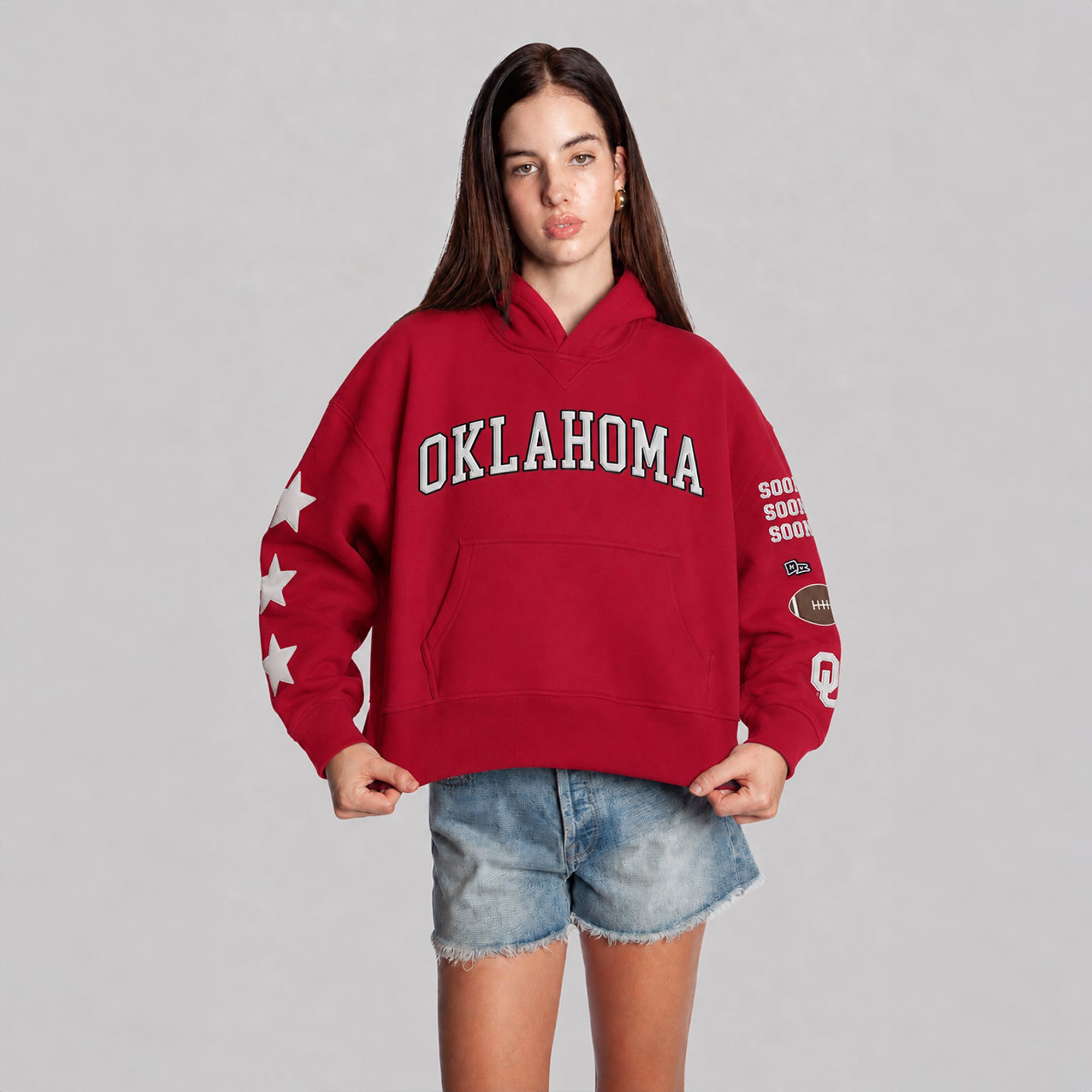Sweat à capuche court Crimson Oklahoma Sooners pour femmes de la marque Hype and Vice