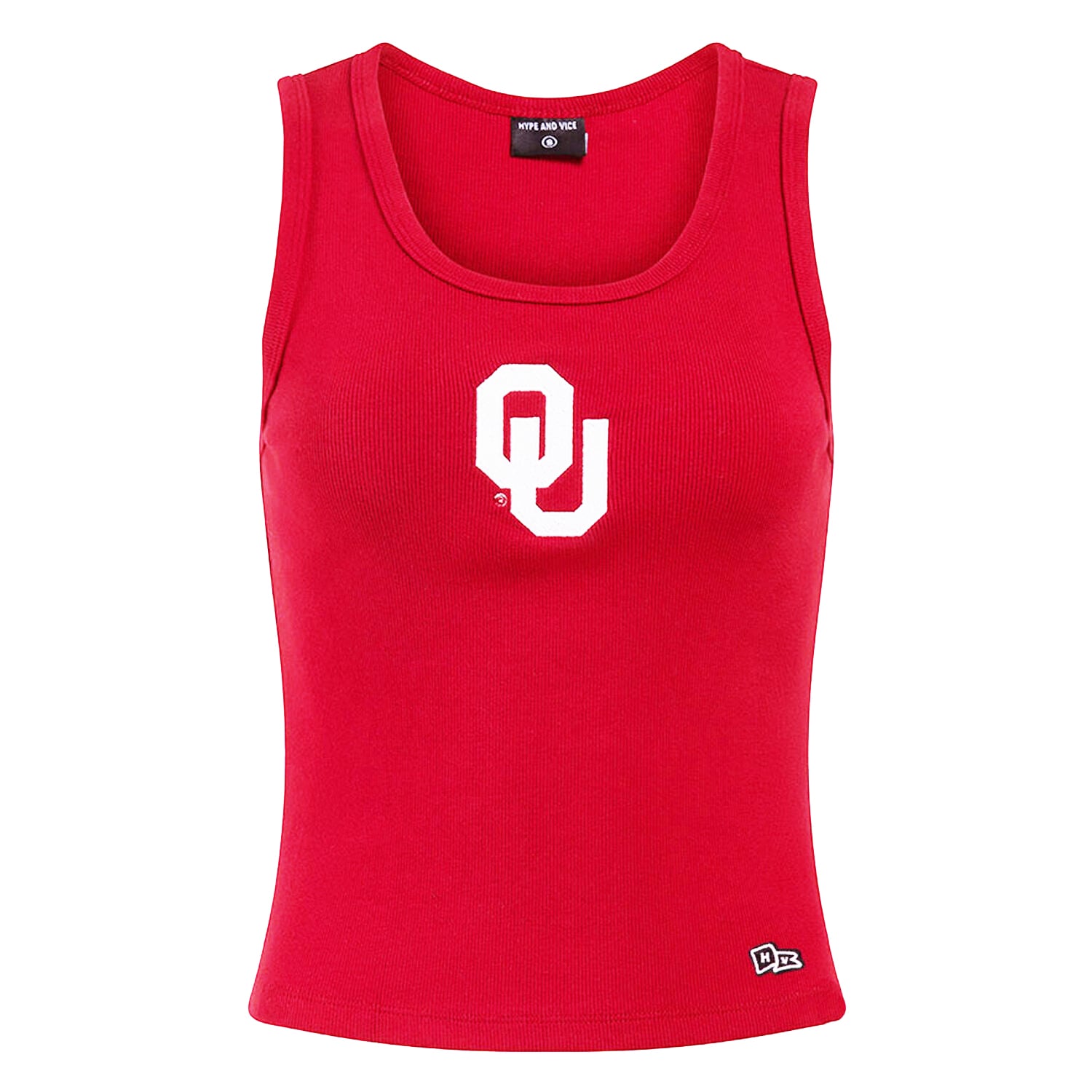Débardeur côtelé à logo principal Crimson Oklahoma Sooners pour femmes de la marque Hype and Vice