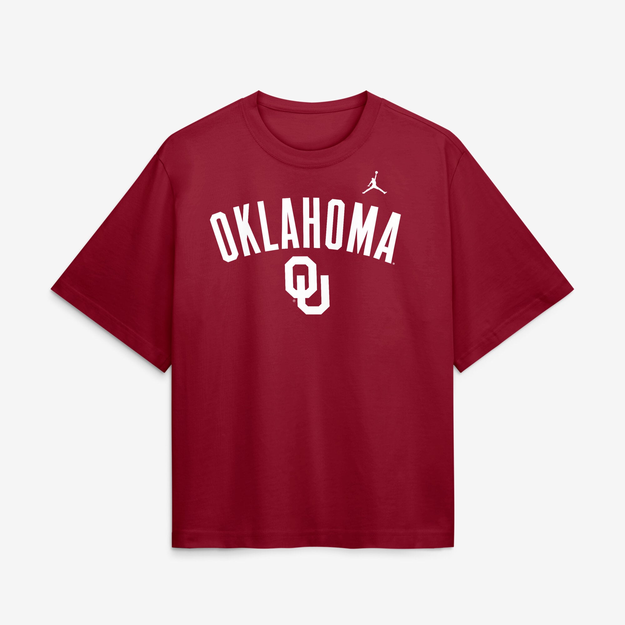 Women's Jordan Brand Crimson Oklahoma Sooners Arch Logo Boxy T-Shirt