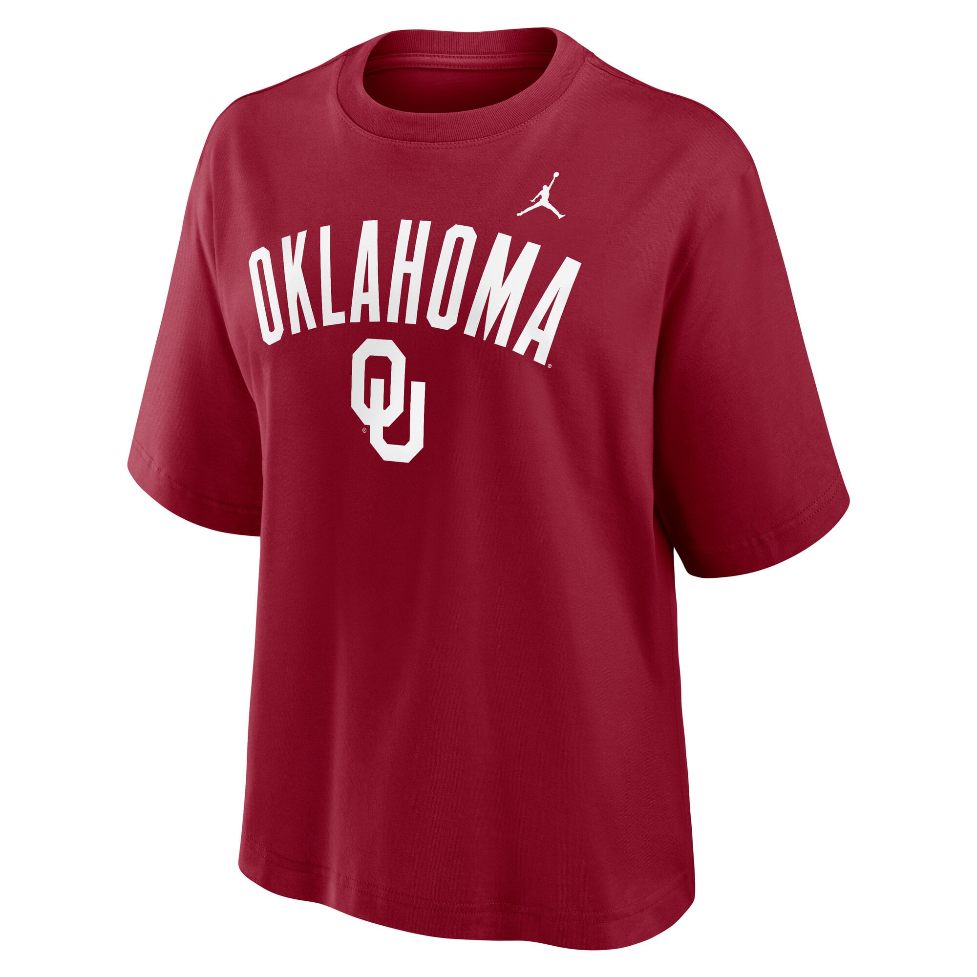 Women's Jordan Brand Crimson Oklahoma Sooners Arch Logo Boxy T-Shirt