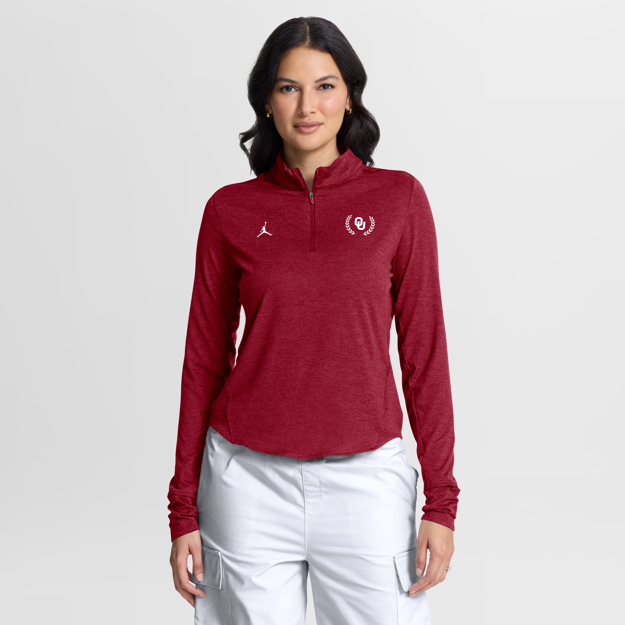 Women's Jordan Brand Crimson Oklahoma Sooners Swift Dri-FIT Half-Zip Pullover