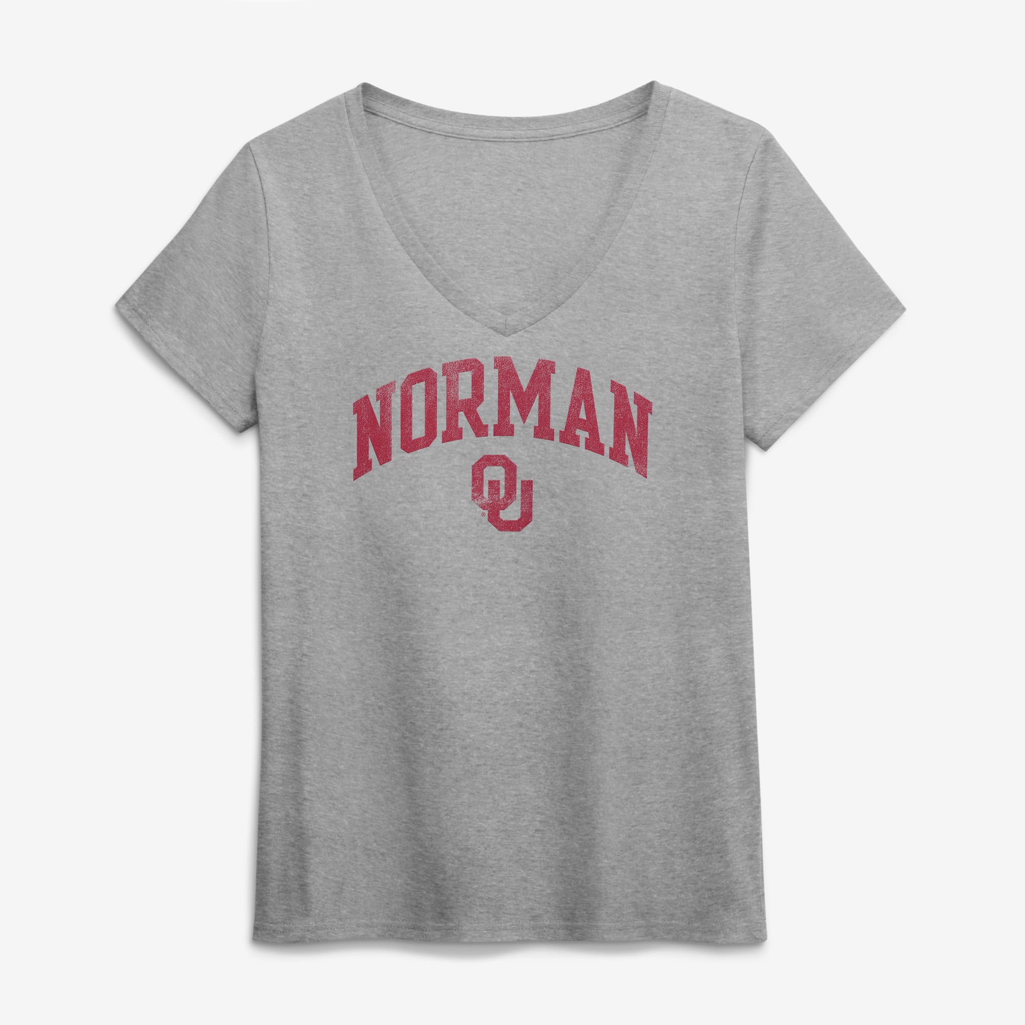 T-shirt à col en V pour femme, gris chin