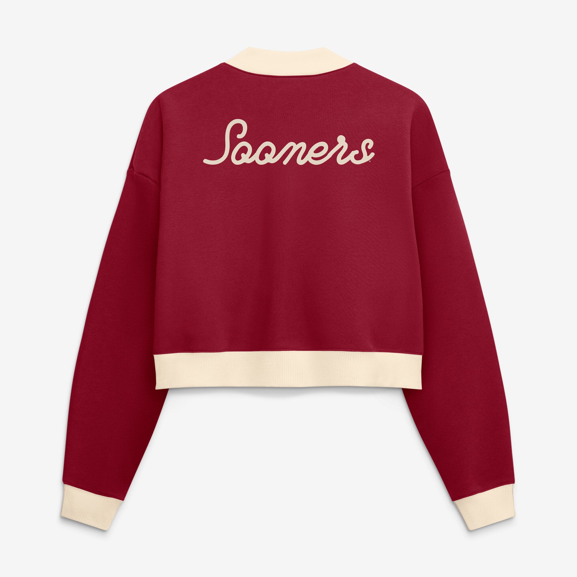 Veste bomber zippée courte et oversize Nike Crimson Oklahoma Sooners pour femme