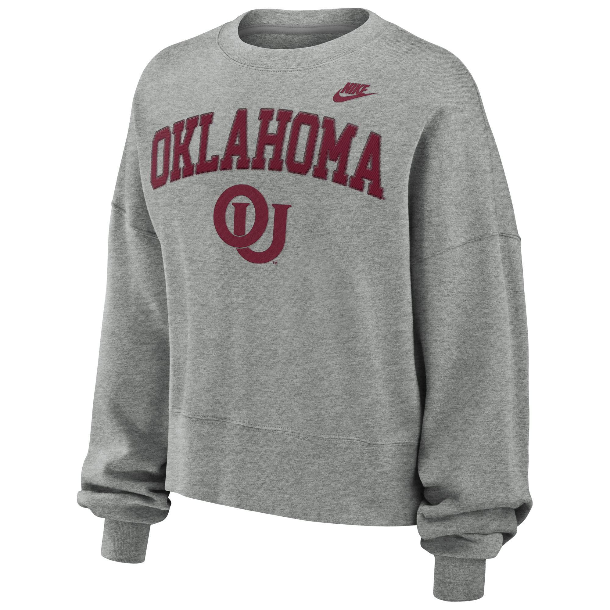 Women's Nike Heather Gray Oklahoma Sooners Oversized Legacy Classic Arch Sweatshirt