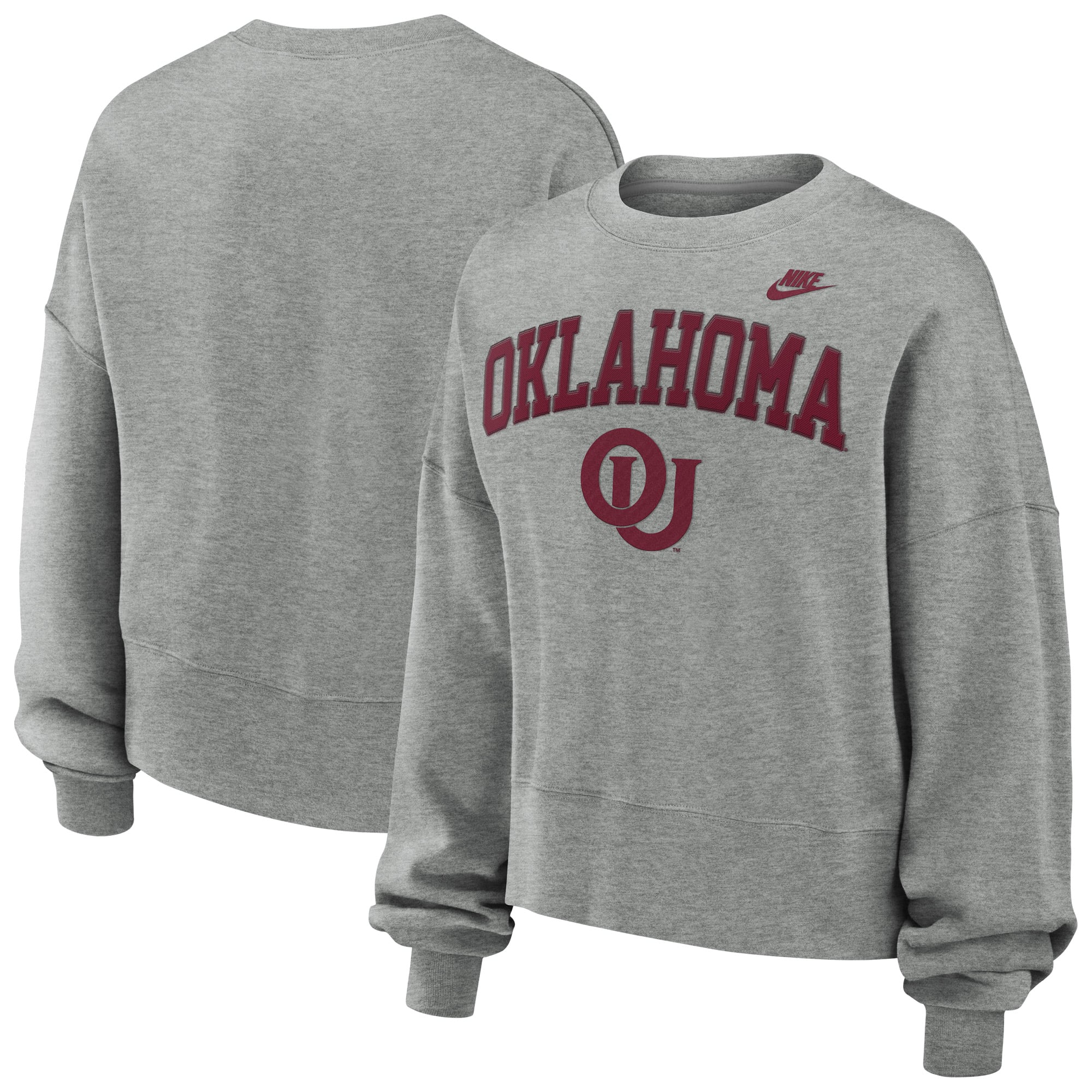 Women's Nike Heather Gray Oklahoma Sooners Oversized Legacy Classic Arch Sweatshirt