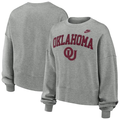 Oklahoma Sooners Nike Women's Oversized Legacy Classic Arch Sweatshirt - Heather Gray