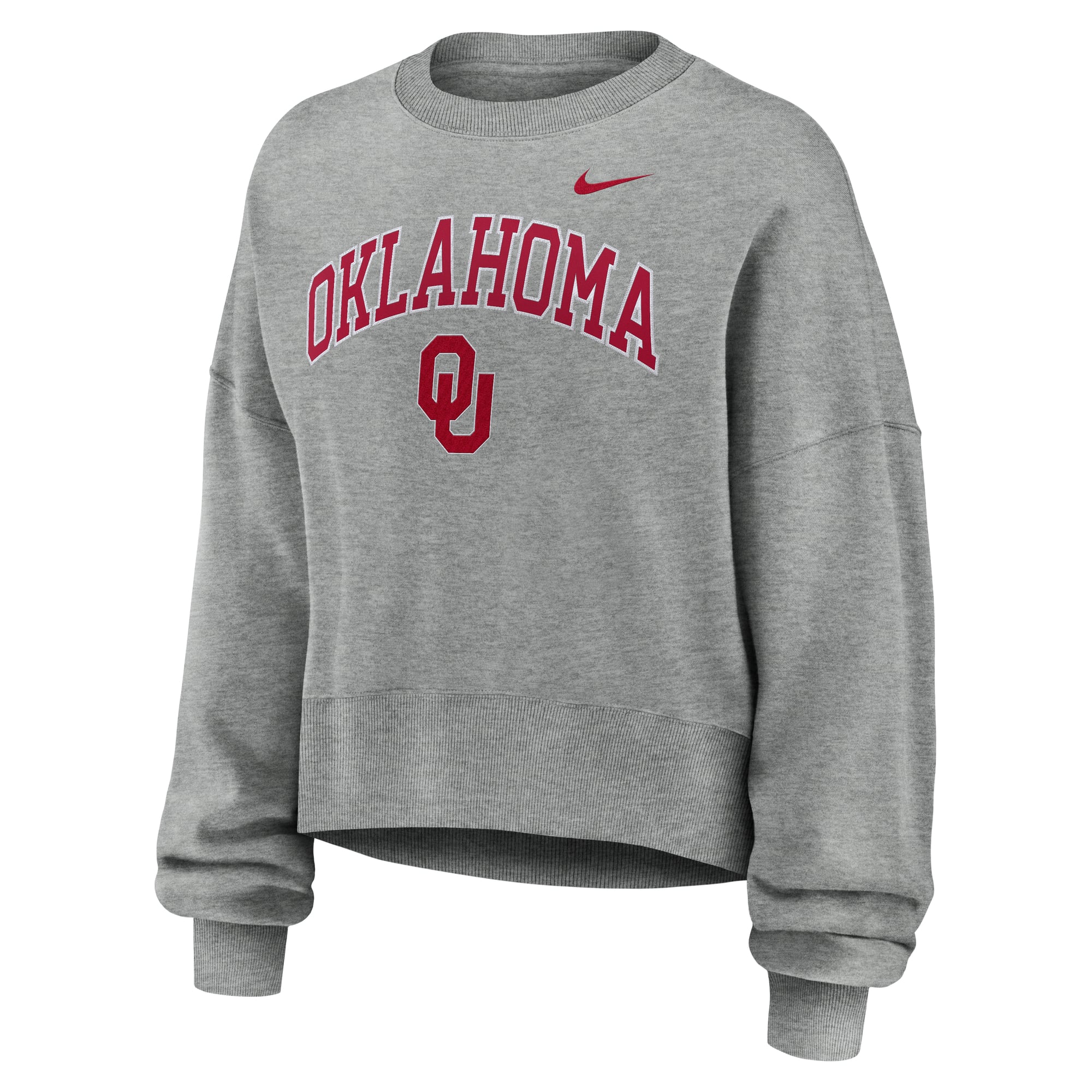 Women's Nike Heather Gray Oklahoma Sooners Oversized Phoenix Arch Pullover Sweatshirt