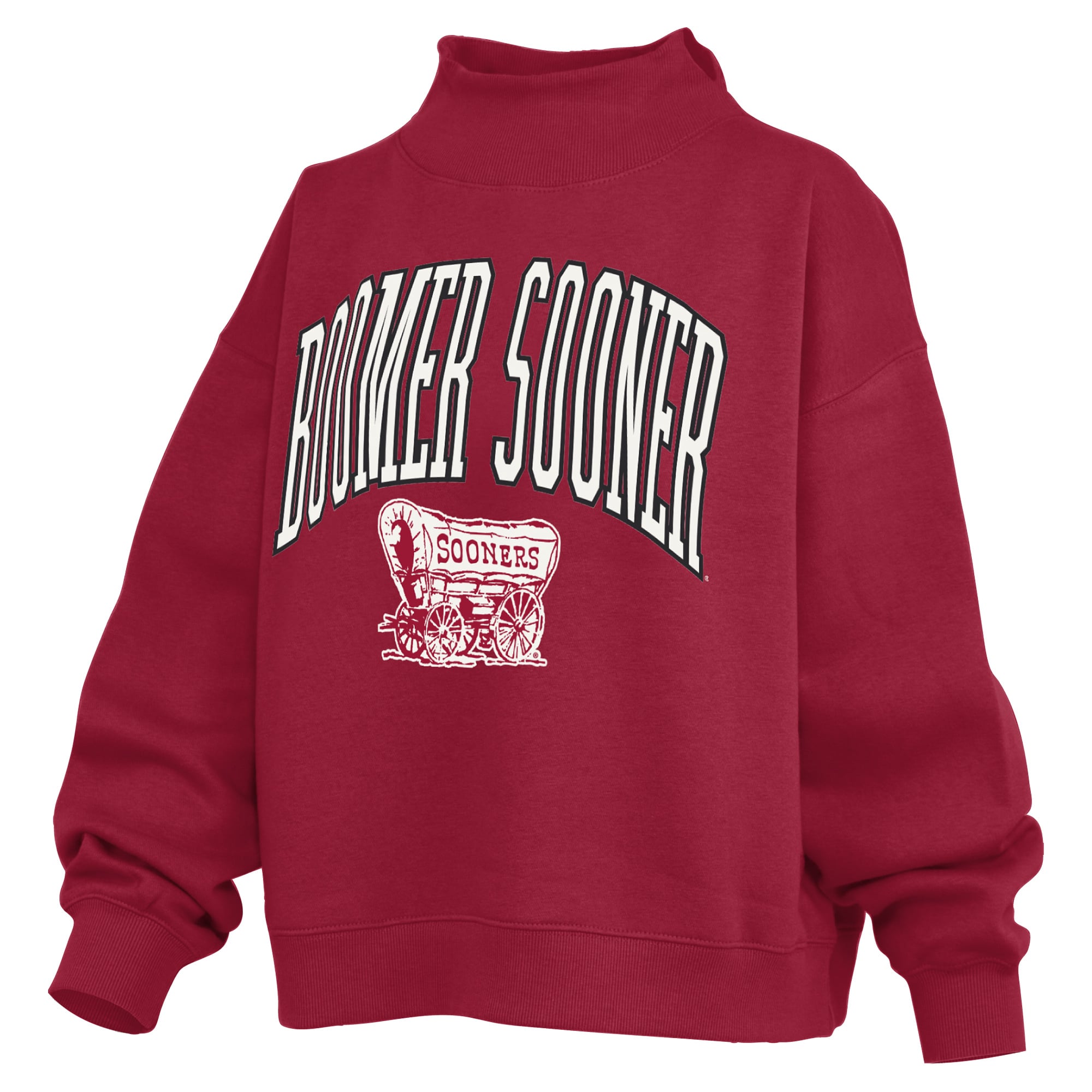 Sweat-shirt à col montant oversize en polaire avec slogan Pressbox Crimson Oklahoma Sooners pour femmes