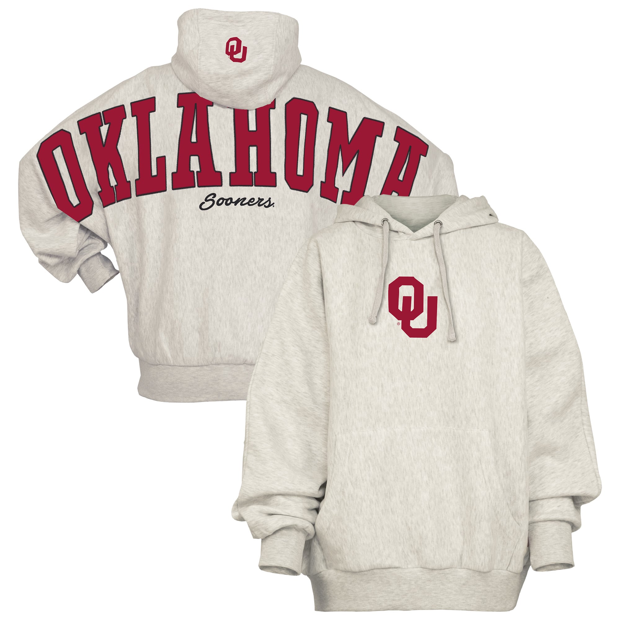Sweat à capuche oversize gris Pressbox pour femmes, Oklahoma Sooners Belvedere