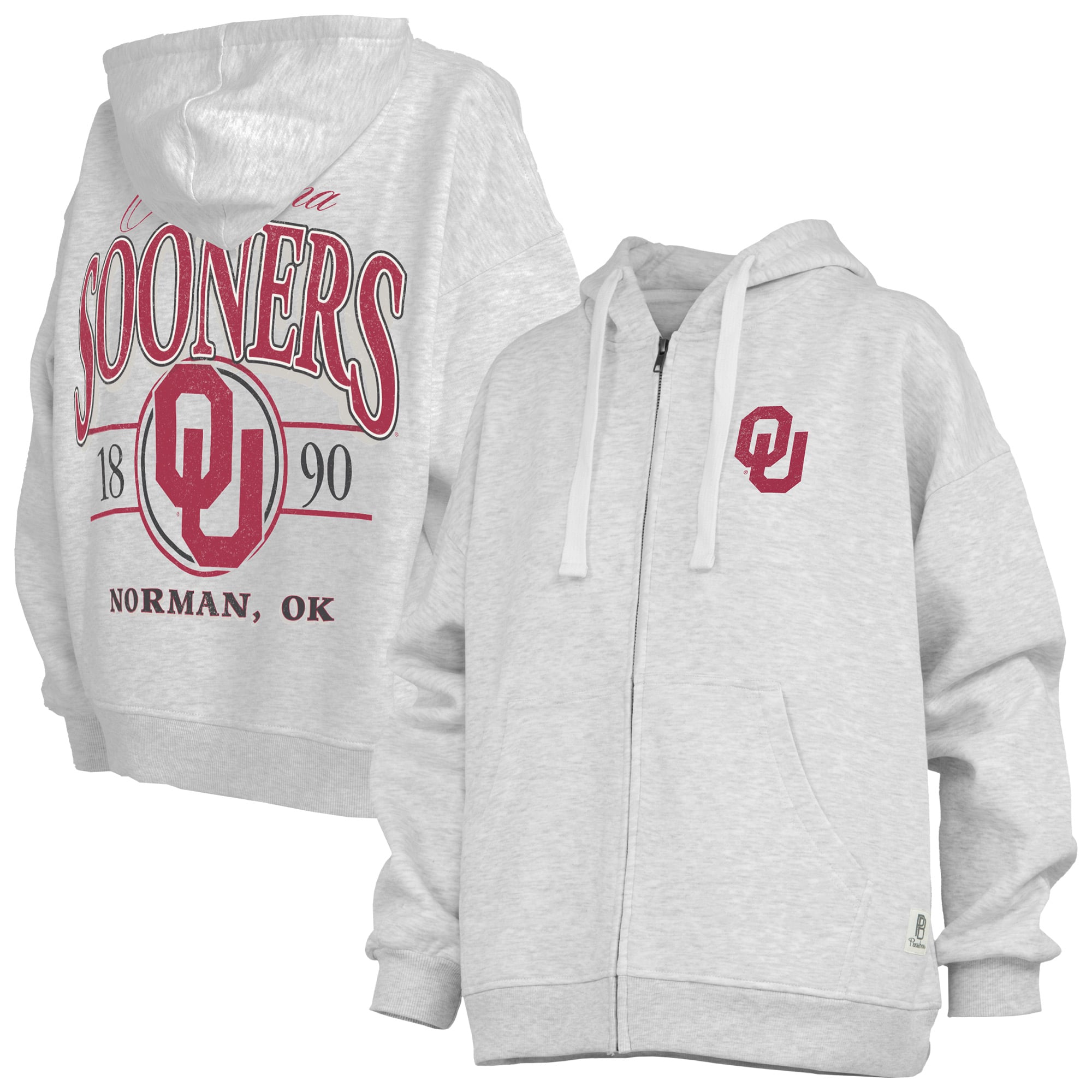 Sweat à capuche zippé Janise Oklahoma Sooners gris chiné pour femme
